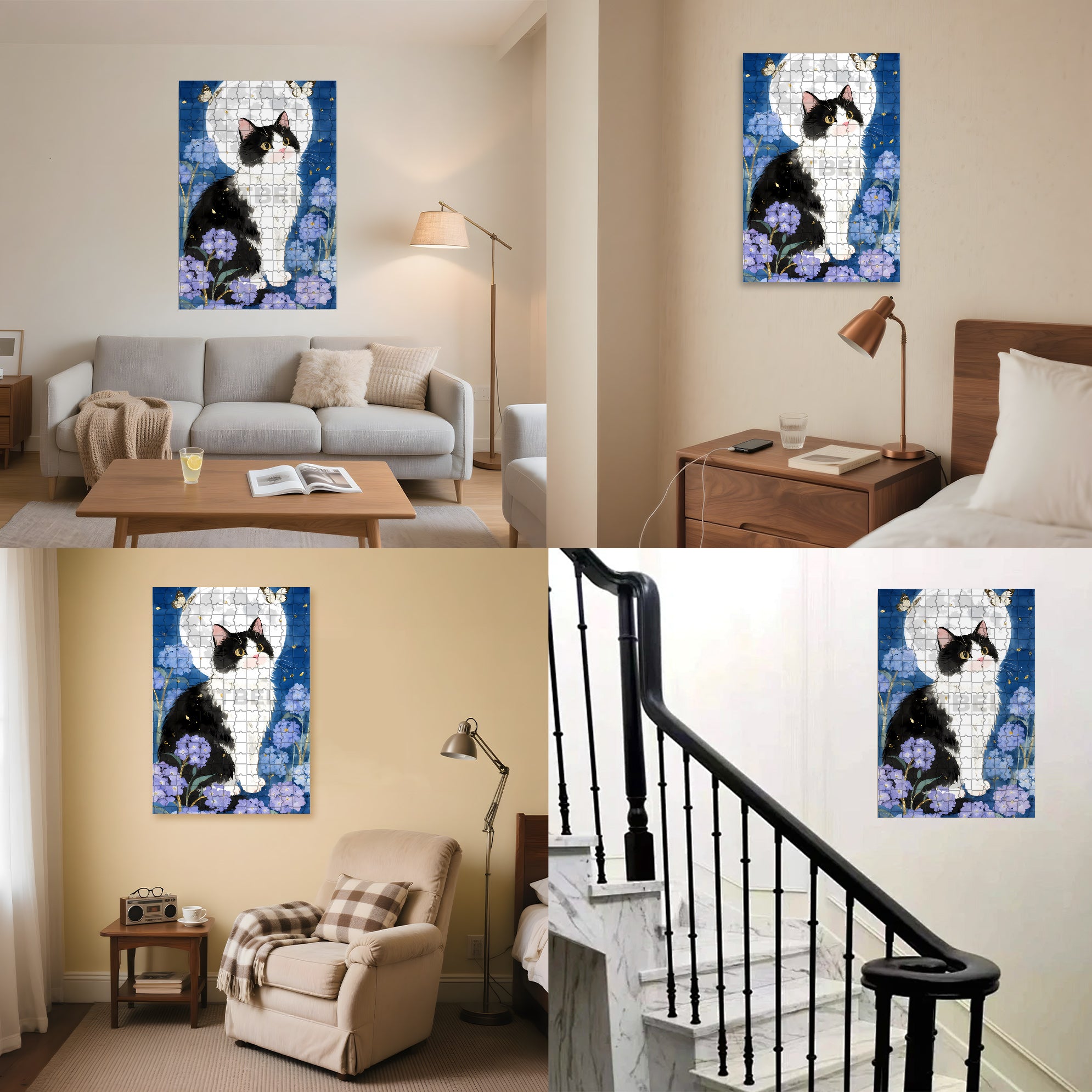 Furry Cat 500pcs/1000pcs Jigsaw Puzzle, Scratch-Resistant, Interactive Family Game & Brain-Boosting DIY Decor, Perfect for Halloween, Christmas & New Year Gifts, Family Puzzle Game