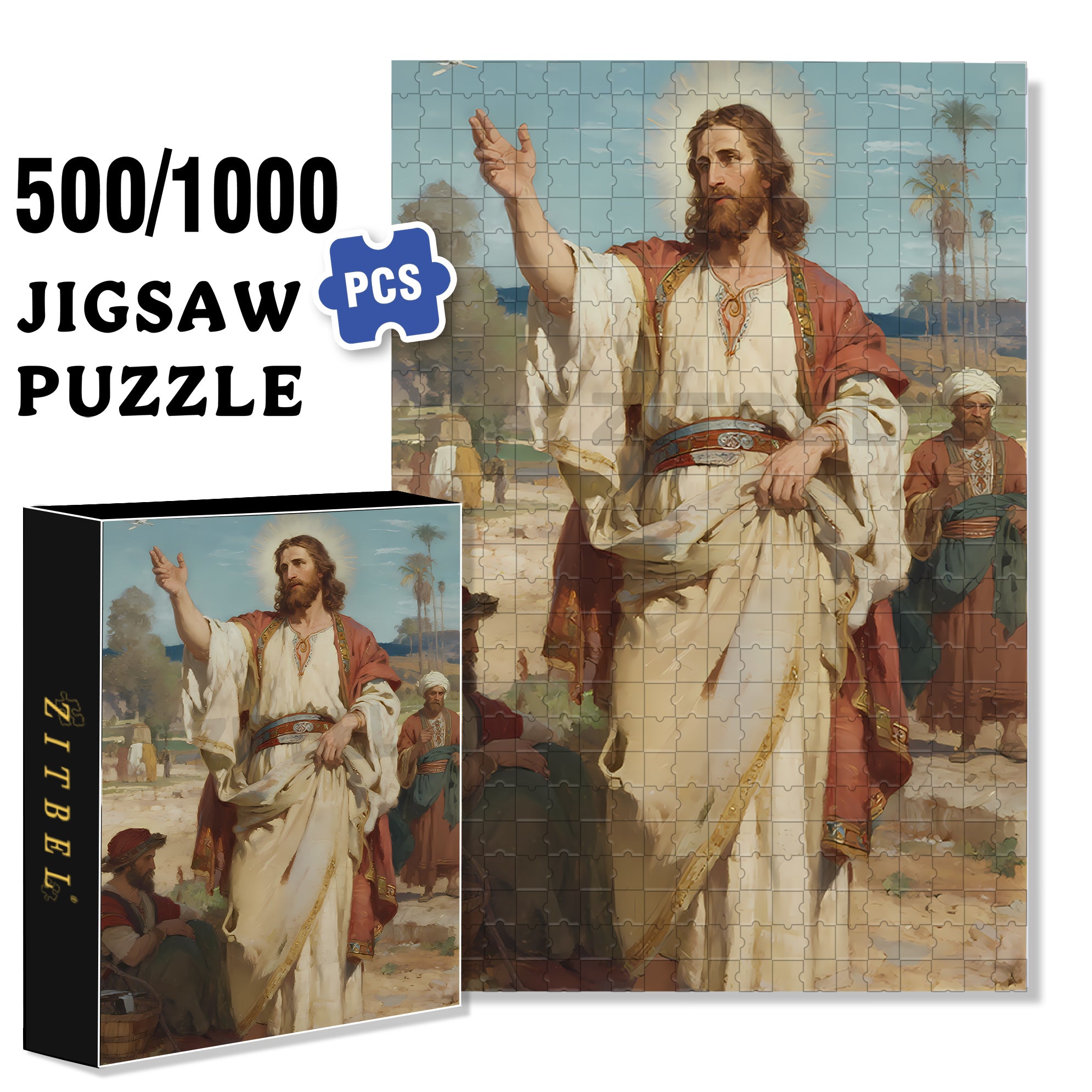 God Loves The World 500pcs/1000pcs Jigsaw Puzzle, Scratch-Resistant, Interactive Family Game & Brain-Boosting DIY Decor, Perfect for Halloween, Christmas & New Year Gifts, Family Puzzle Game