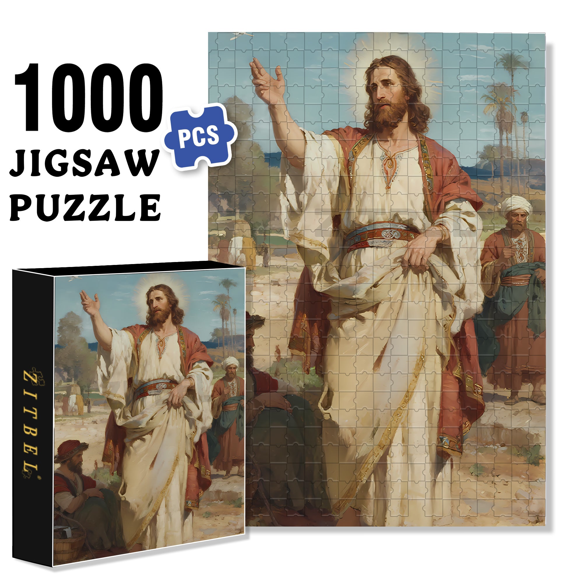 God Loves The World 500pcs/1000pcs Jigsaw Puzzle, Scratch-Resistant, Interactive Family Game & Brain-Boosting DIY Decor, Perfect for Halloween, Christmas & New Year Gifts, Family Puzzle Game