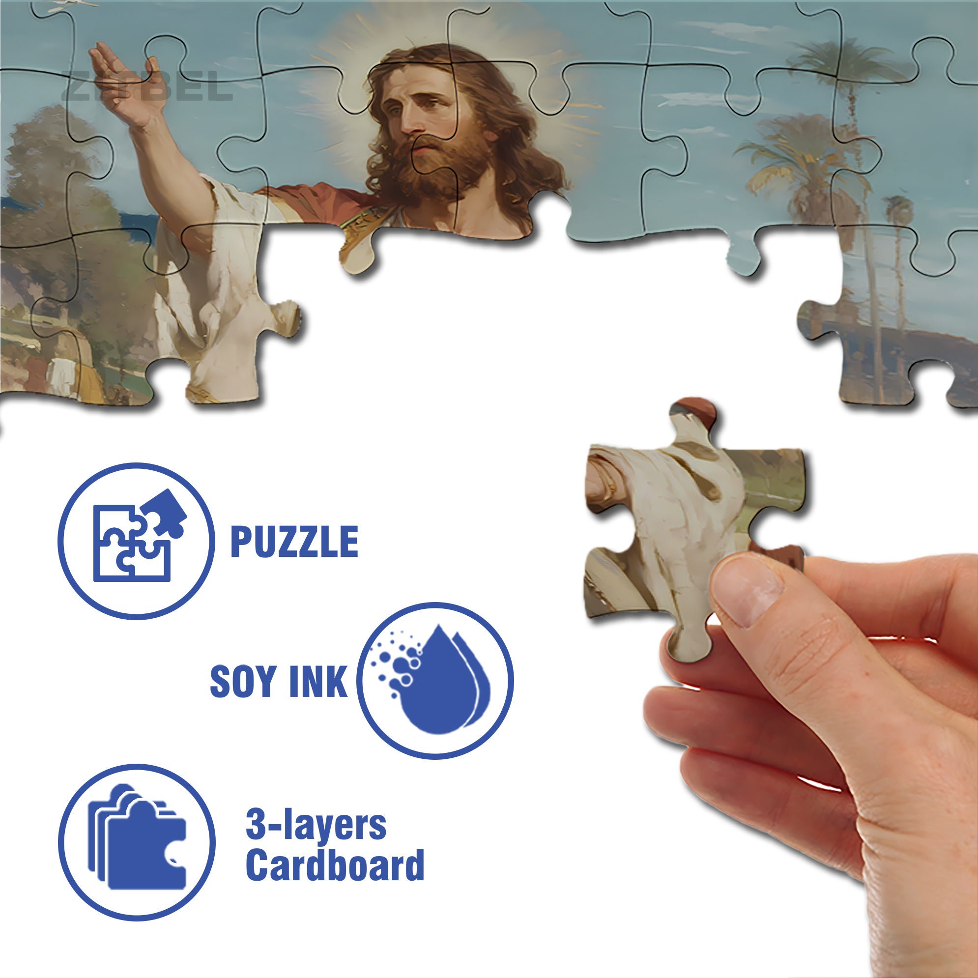 God Loves The World 500pcs/1000pcs Jigsaw Puzzle, Scratch-Resistant, Interactive Family Game & Brain-Boosting DIY Decor, Perfect for Halloween, Christmas & New Year Gifts, Family Puzzle Game