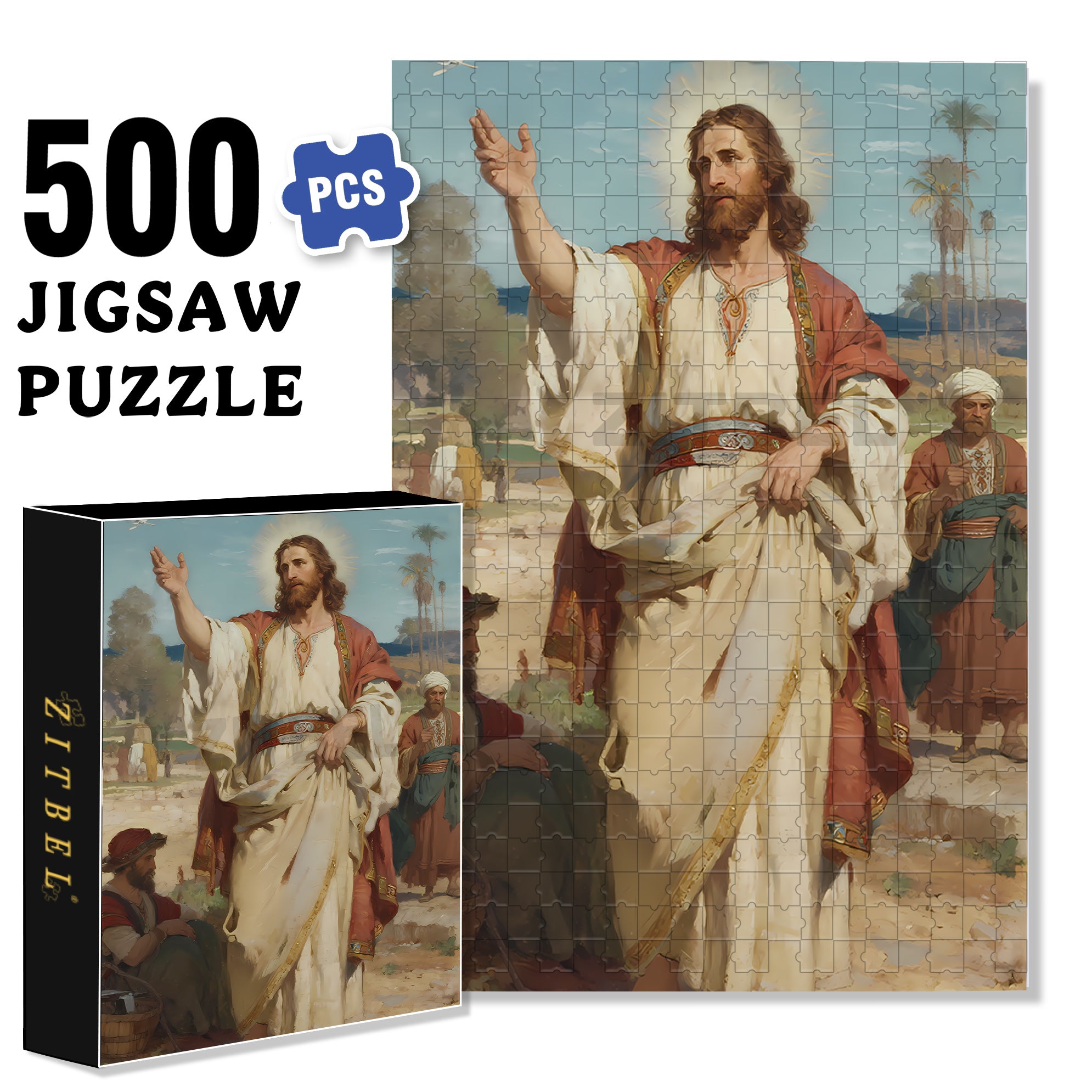 God Loves The World 500pcs/1000pcs Jigsaw Puzzle, Scratch-Resistant, Interactive Family Game & Brain-Boosting DIY Decor, Perfect for Halloween, Christmas & New Year Gifts, Family Puzzle Game