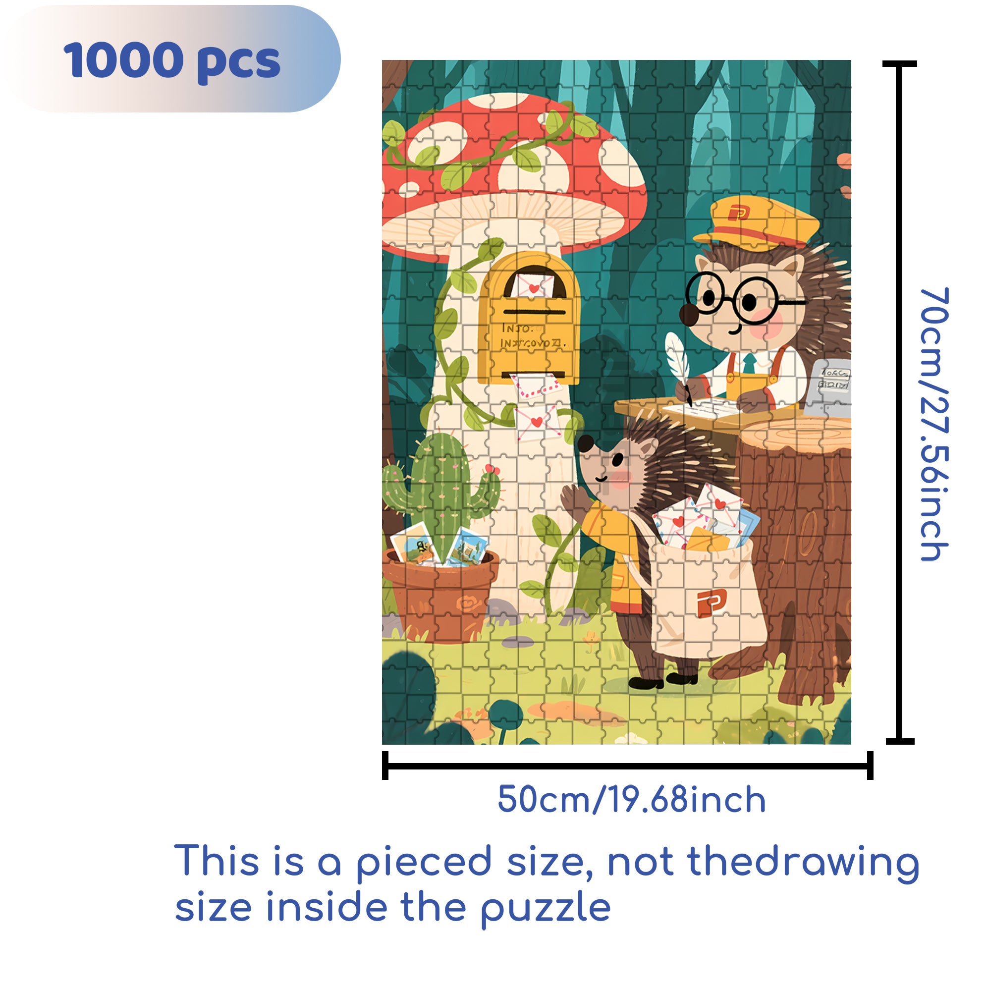 Hedgehog Post Office 500pcs/1000pcs Jigsaw Puzzle, Scratch-Resistant, Interactive Family Game & Brain-Boosting DIY Decor, Perfect for Halloween, Christmas & New Year Gifts, Family Puzzle Game