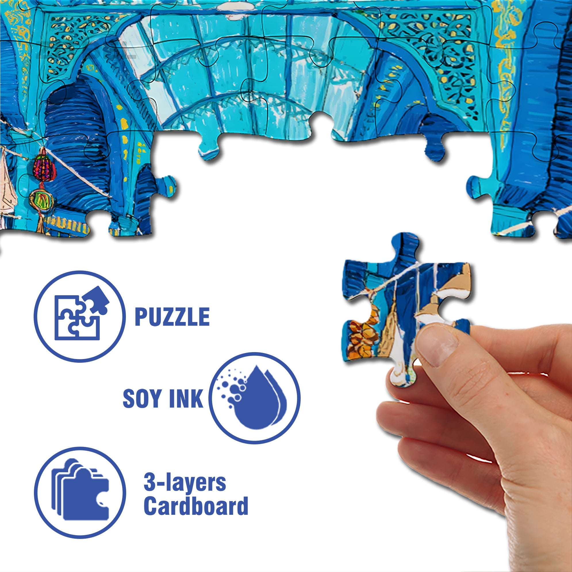 Indoor Market 500pcs/1000pcs Jigsaw Puzzle, Scratch-Resistant, Interactive Family Game & Brain-Boosting DIY Decor, Perfect for Halloween, Christmas & New Year Gifts, Family Puzzle Game