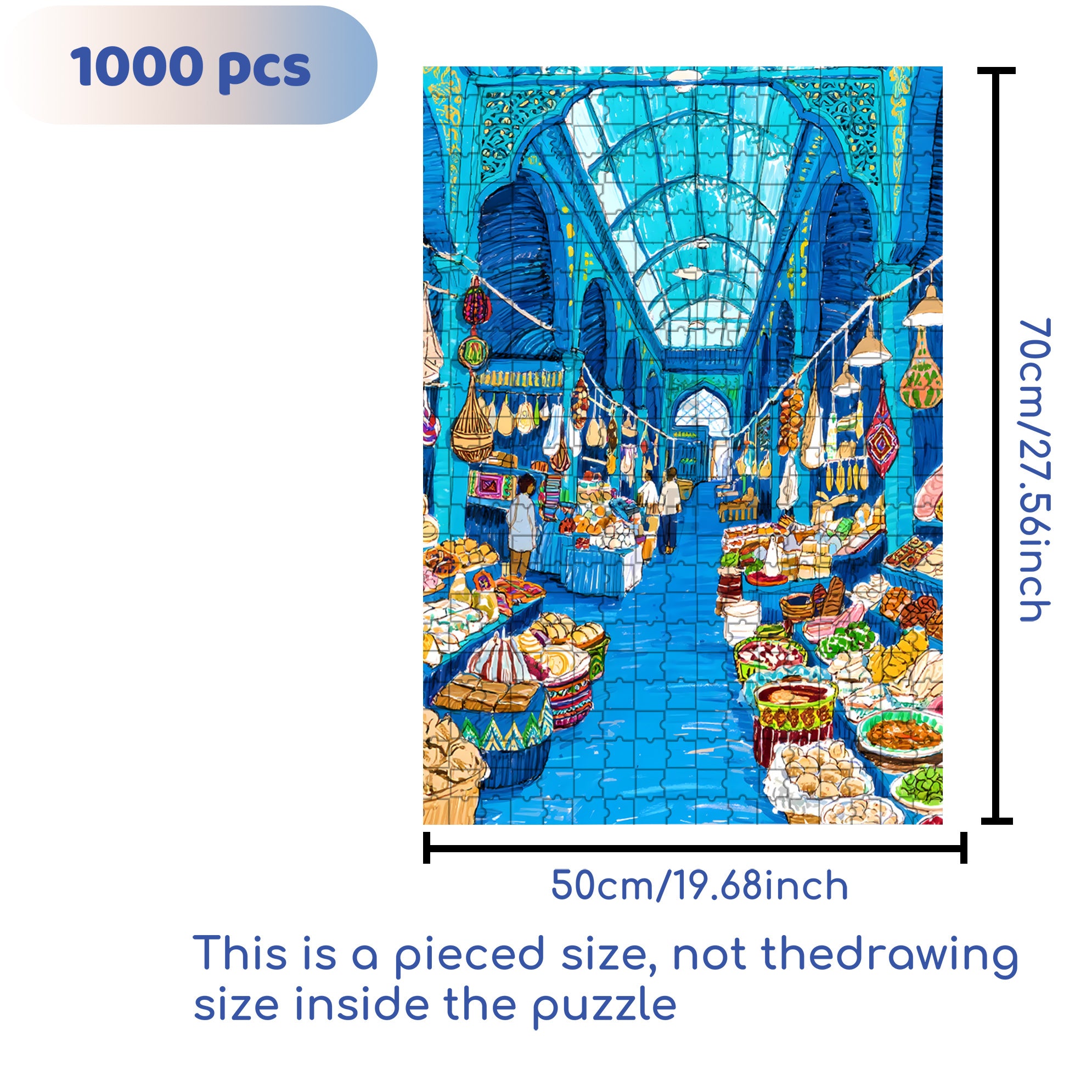 Indoor Market 500pcs/1000pcs Jigsaw Puzzle, Scratch-Resistant, Interactive Family Game & Brain-Boosting DIY Decor, Perfect for Halloween, Christmas & New Year Gifts, Family Puzzle Game