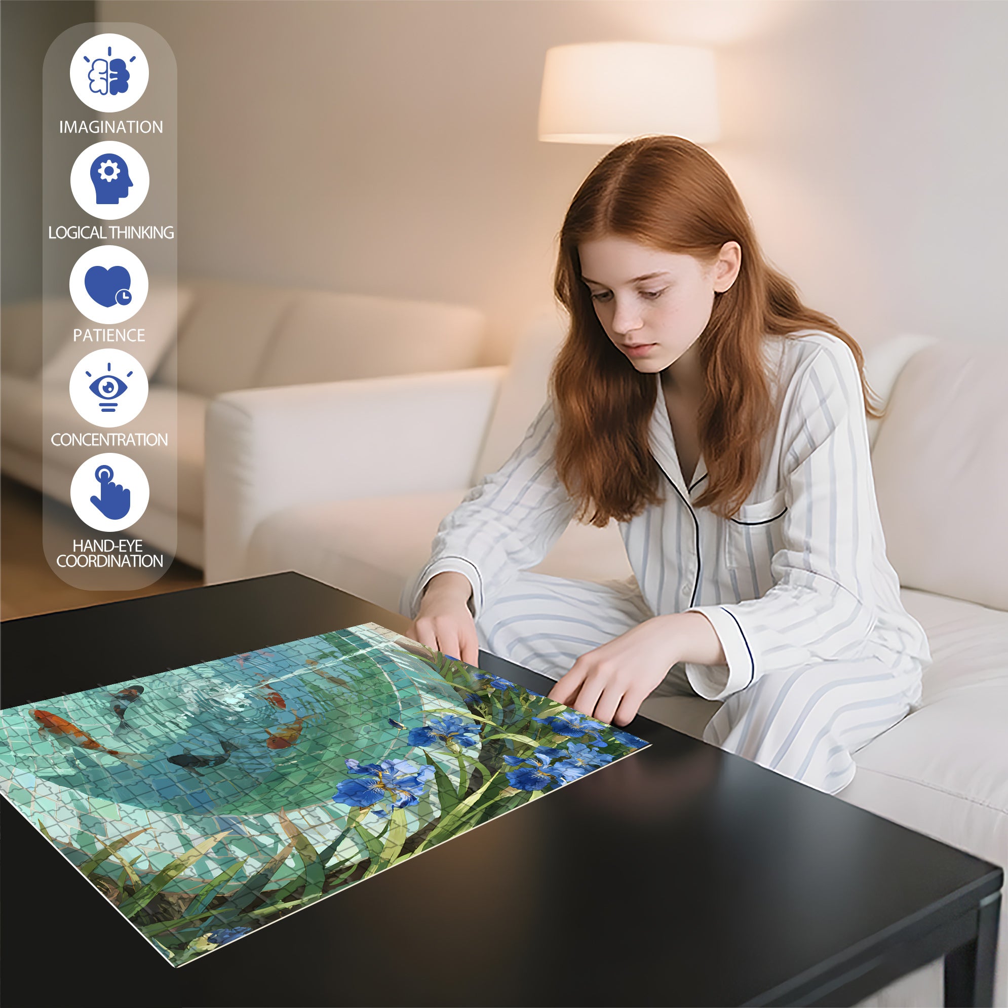 Irises By The Pond 500pcs/1000pcs Jigsaw Puzzle, Scratch-Resistant, Interactive Family Game & Brain-Boosting DIY Decor, Perfect for Halloween, Christmas & New Year Gifts, Family Puzzle Game