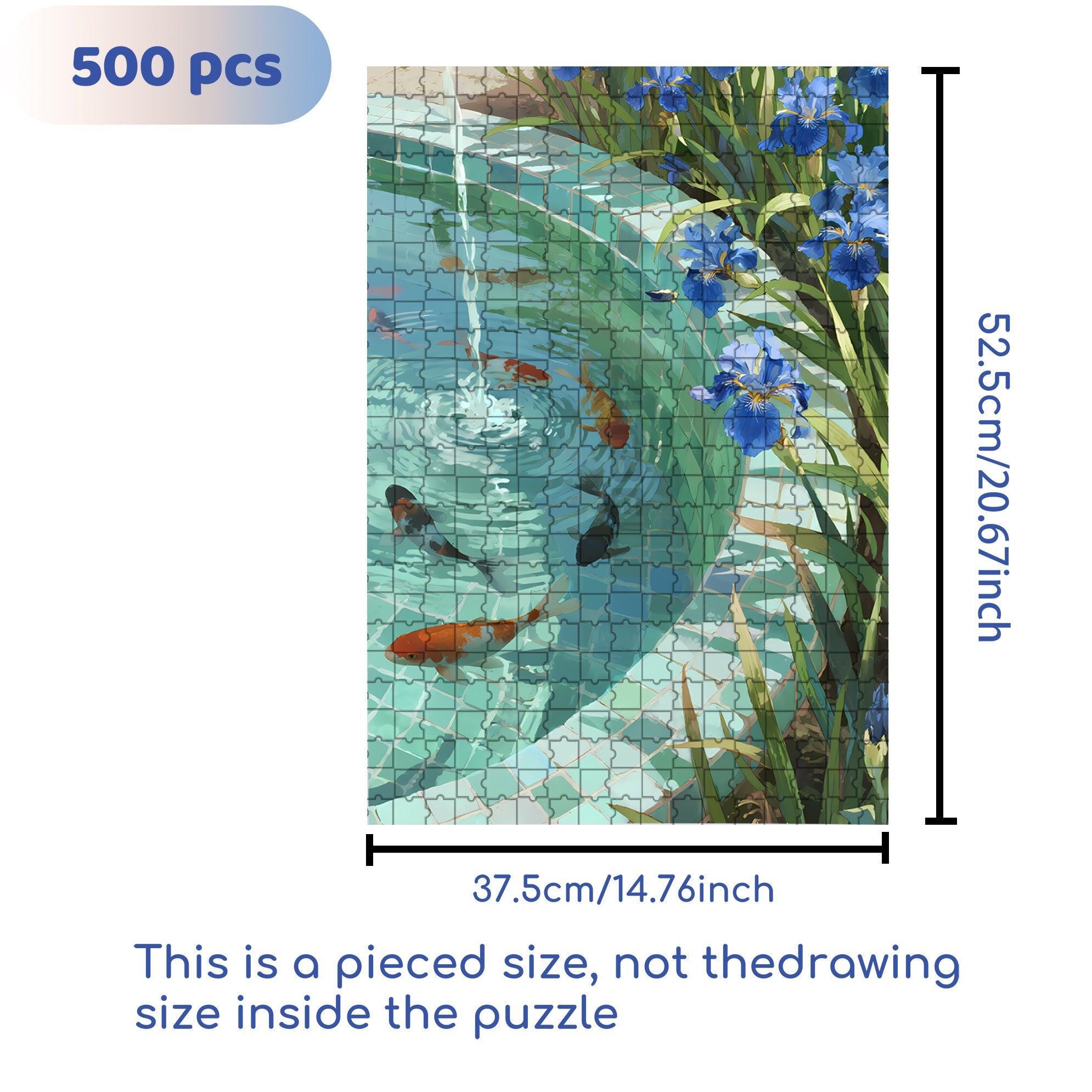 Irises By The Pond 500pcs/1000pcs Jigsaw Puzzle, Scratch-Resistant, Interactive Family Game & Brain-Boosting DIY Decor, Perfect for Halloween, Christmas & New Year Gifts, Family Puzzle Game