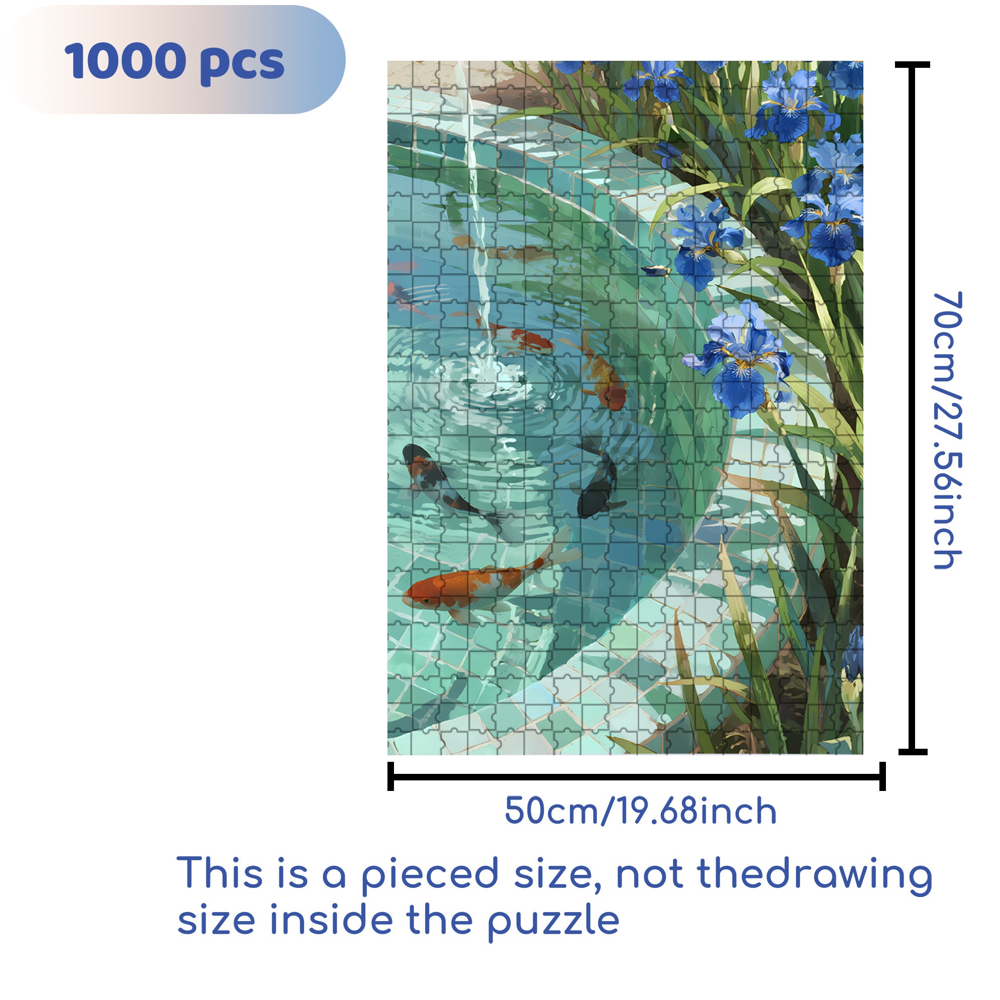 Irises By The Pond 500pcs/1000pcs Jigsaw Puzzle, Scratch-Resistant, Interactive Family Game & Brain-Boosting DIY Decor, Perfect for Halloween, Christmas & New Year Gifts, Family Puzzle Game