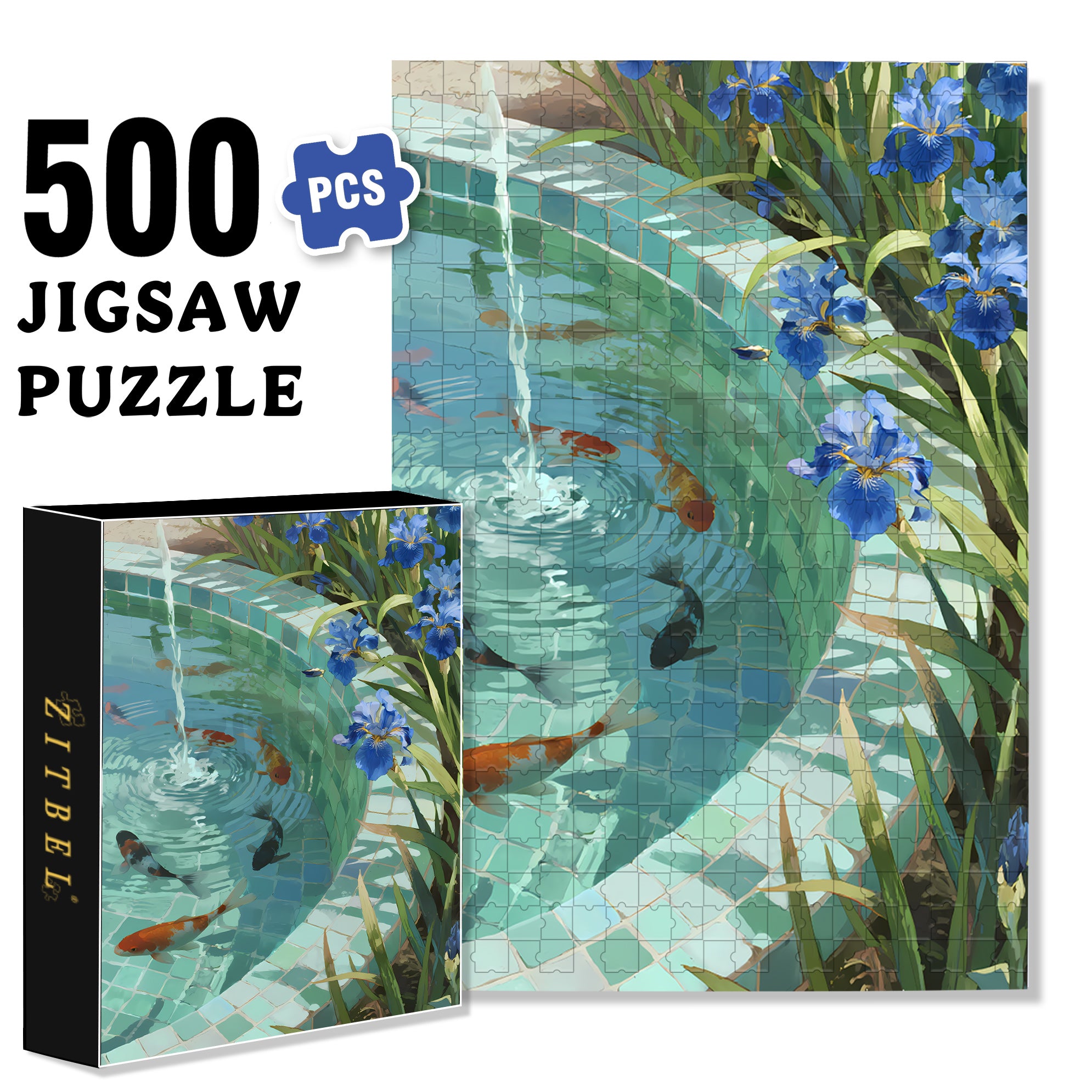 Irises By The Pond 500pcs/1000pcs Jigsaw Puzzle, Scratch-Resistant, Interactive Family Game & Brain-Boosting DIY Decor, Perfect for Halloween, Christmas & New Year Gifts, Family Puzzle Game