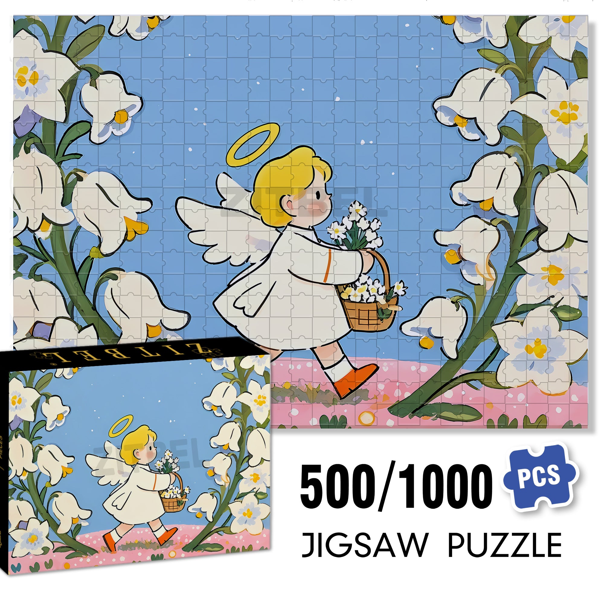 Kind Angel 500pcs/1000pcs Jigsaw Puzzle, Scratch-Resistant, Interactive Family Game & Brain-Boosting DIY Decor, Perfect for Halloween, Christmas & New Year Gifts, Family Puzzle Game