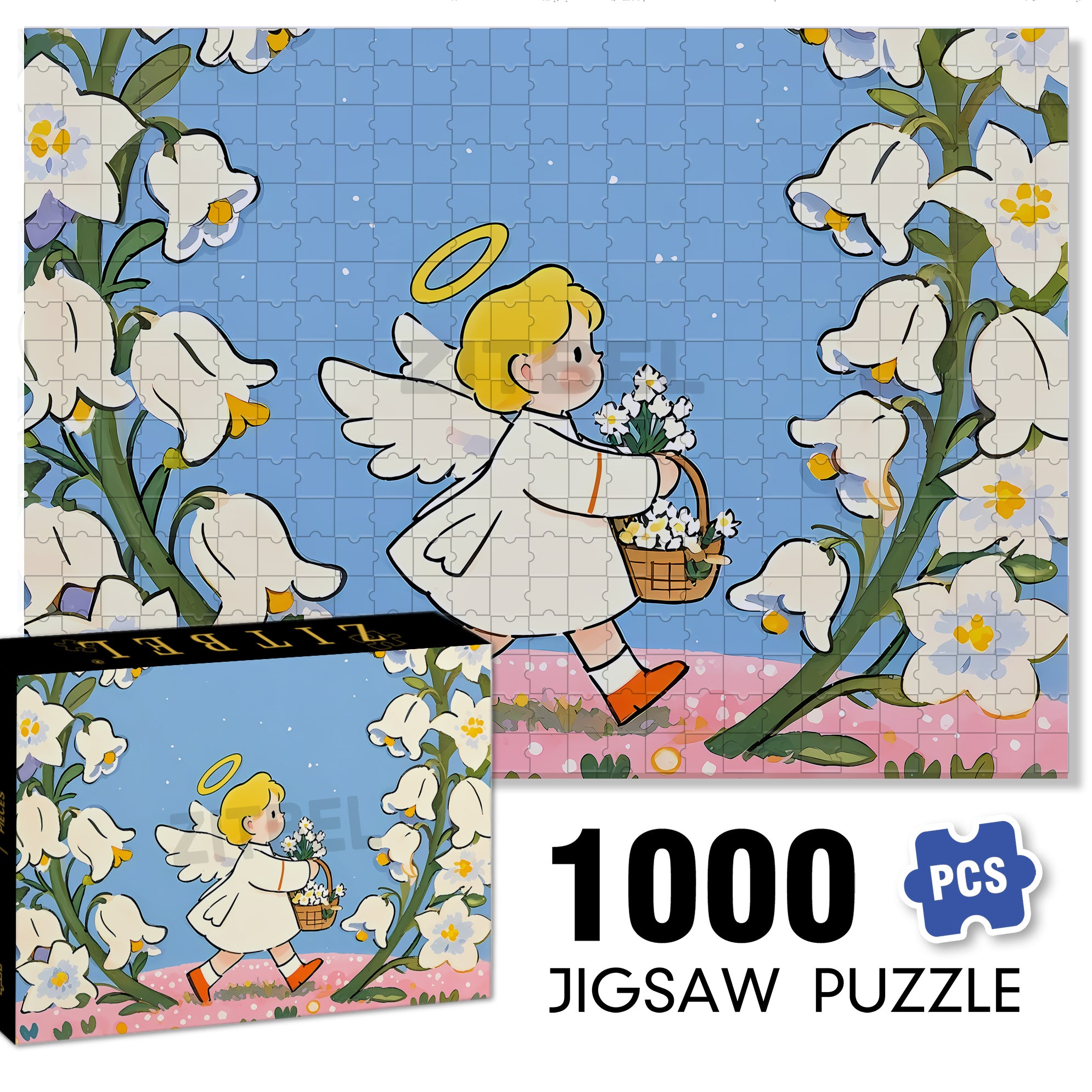 Kind Angel 500pcs/1000pcs Jigsaw Puzzle, Scratch-Resistant, Interactive Family Game & Brain-Boosting DIY Decor, Perfect for Halloween, Christmas & New Year Gifts, Family Puzzle Game