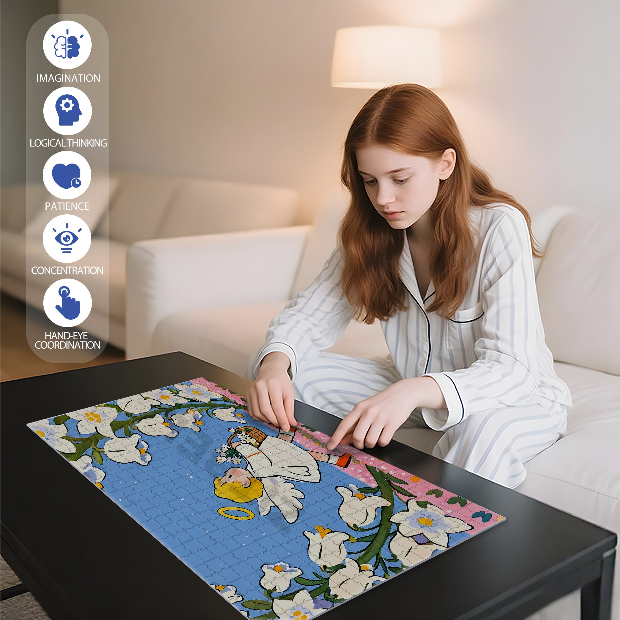 Kind Angel 500pcs/1000pcs Jigsaw Puzzle, Scratch-Resistant, Interactive Family Game & Brain-Boosting DIY Decor, Perfect for Halloween, Christmas & New Year Gifts, Family Puzzle Game