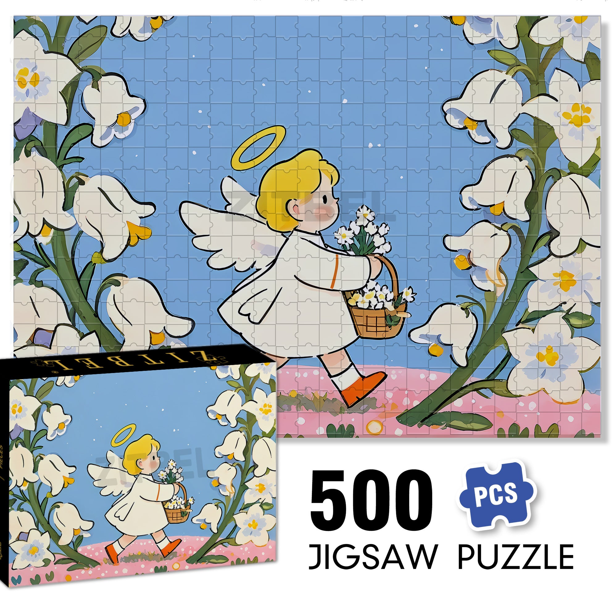 Kind Angel 500pcs/1000pcs Jigsaw Puzzle, Scratch-Resistant, Interactive Family Game & Brain-Boosting DIY Decor, Perfect for Halloween, Christmas & New Year Gifts, Family Puzzle Game