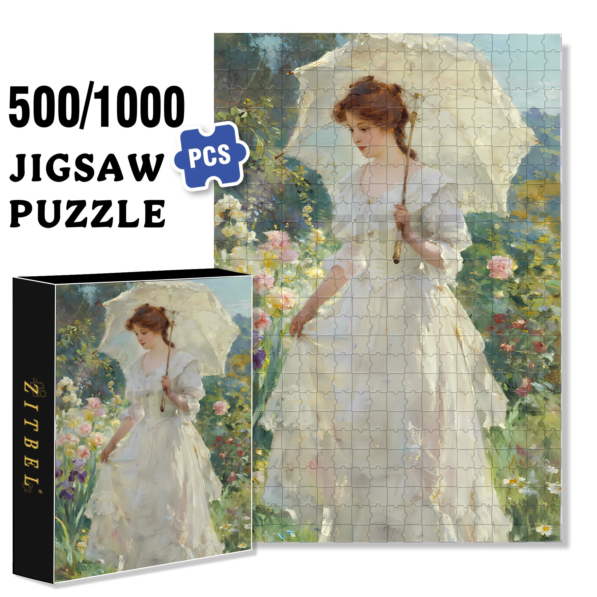 Lady 500pcs/1000pcs Jigsaw Puzzle, Scratch-Resistant, Interactive Family Game & Brain-Boosting DIY Decor, Perfect for Halloween, Christmas & New Year Gifts, Family Puzzle Game