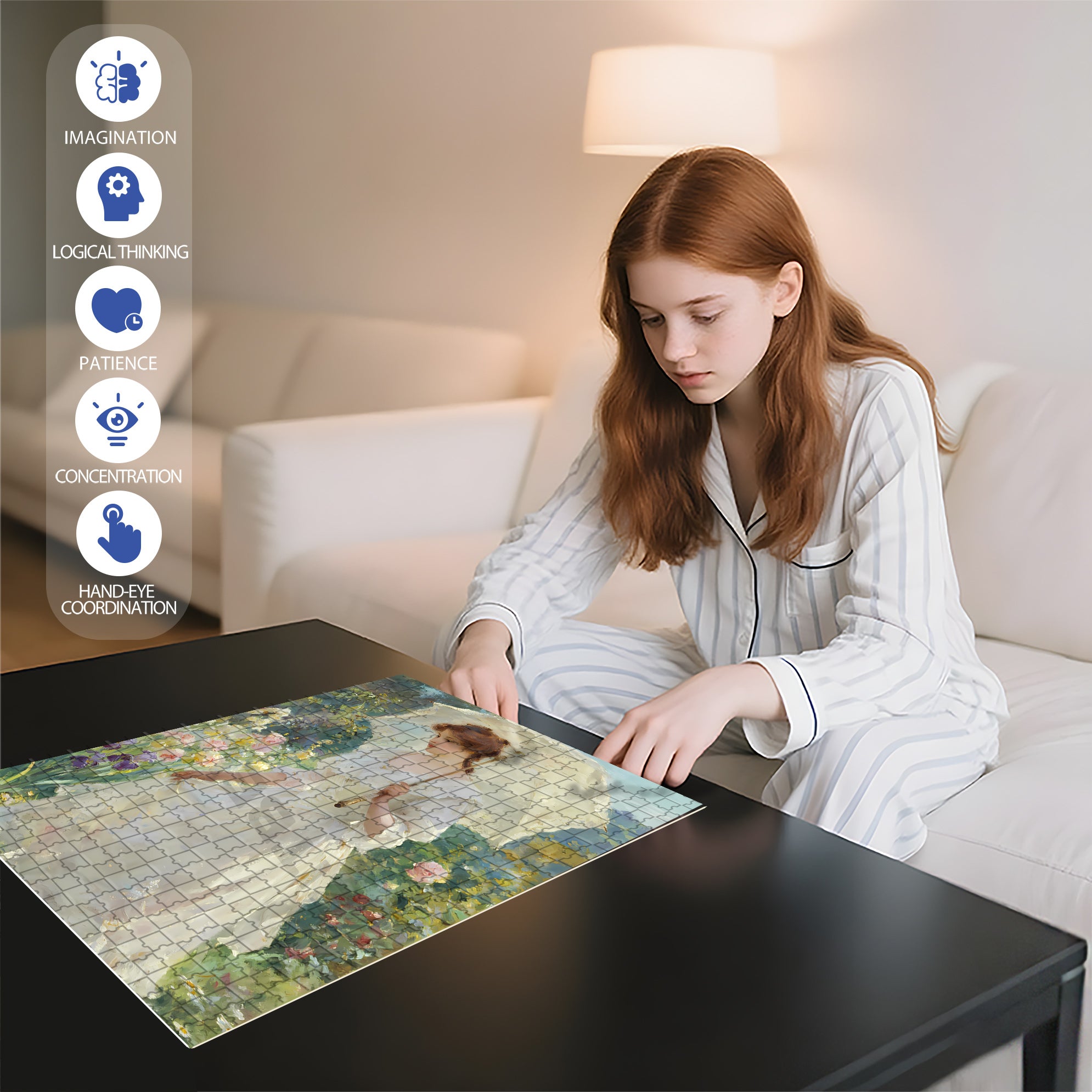 Lady 500pcs/1000pcs Jigsaw Puzzle, Scratch-Resistant, Interactive Family Game & Brain-Boosting DIY Decor, Perfect for Halloween, Christmas & New Year Gifts, Family Puzzle Game