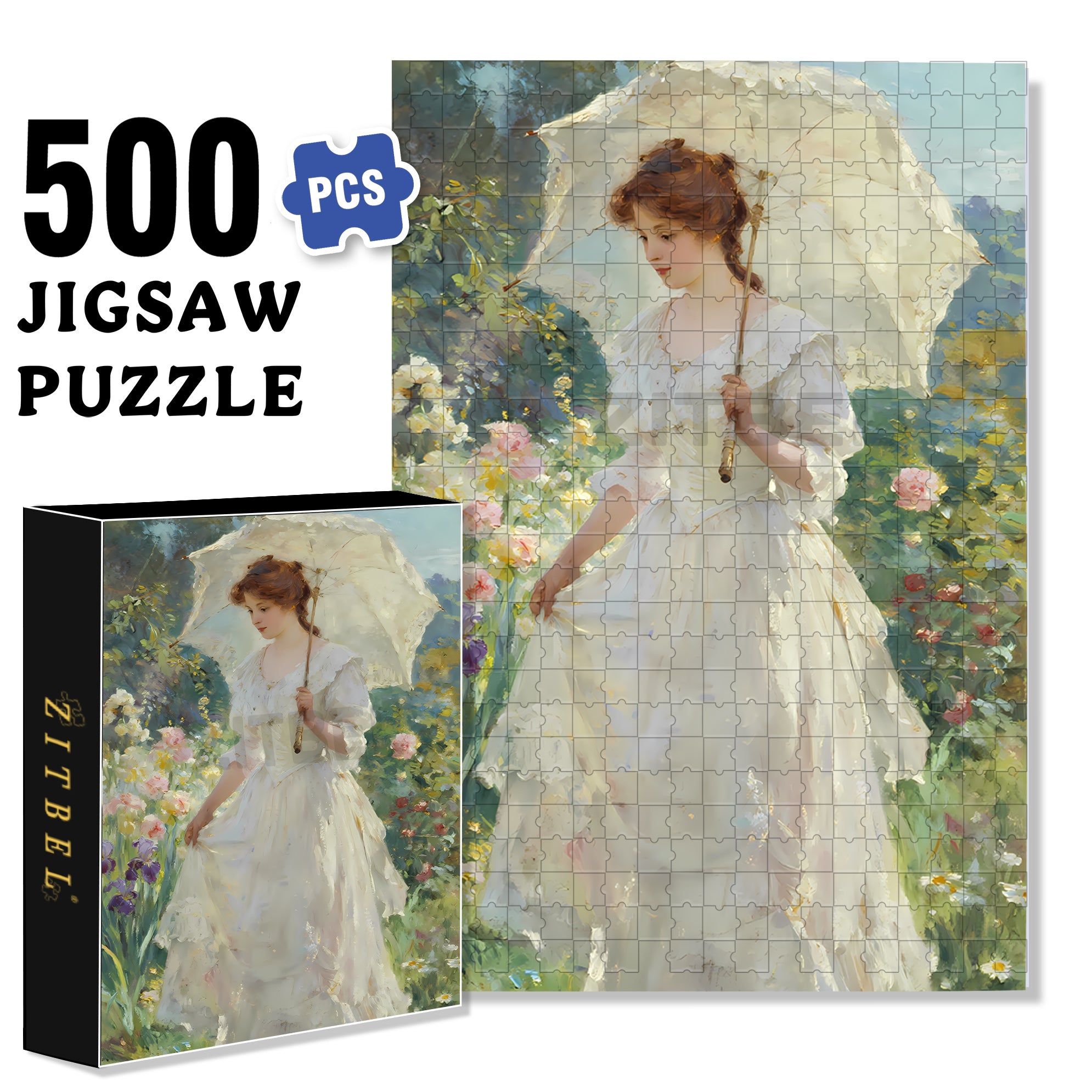 Lady 500pcs/1000pcs Jigsaw Puzzle, Scratch-Resistant, Interactive Family Game & Brain-Boosting DIY Decor, Perfect for Halloween, Christmas & New Year Gifts, Family Puzzle Game