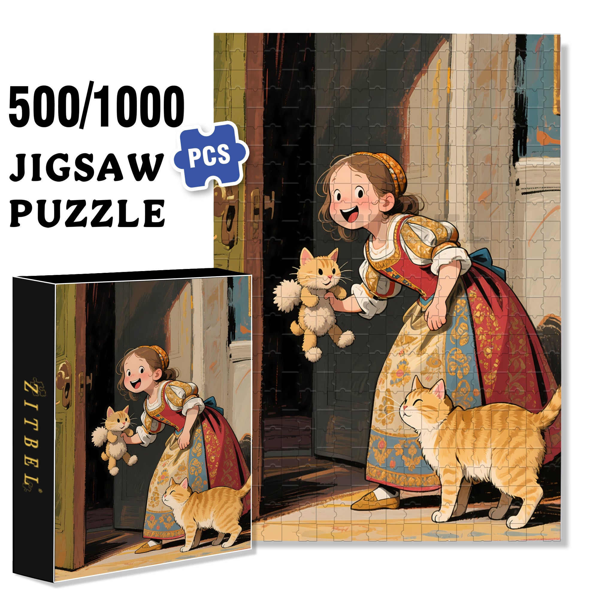 Let Me Take A Look 500pcs/1000pcs Jigsaw Puzzle, Scratch-Resistant, Interactive Family Game & Brain-Boosting DIY Decor, Perfect for Halloween, Christmas & New Year Gifts, Family Puzzle Game