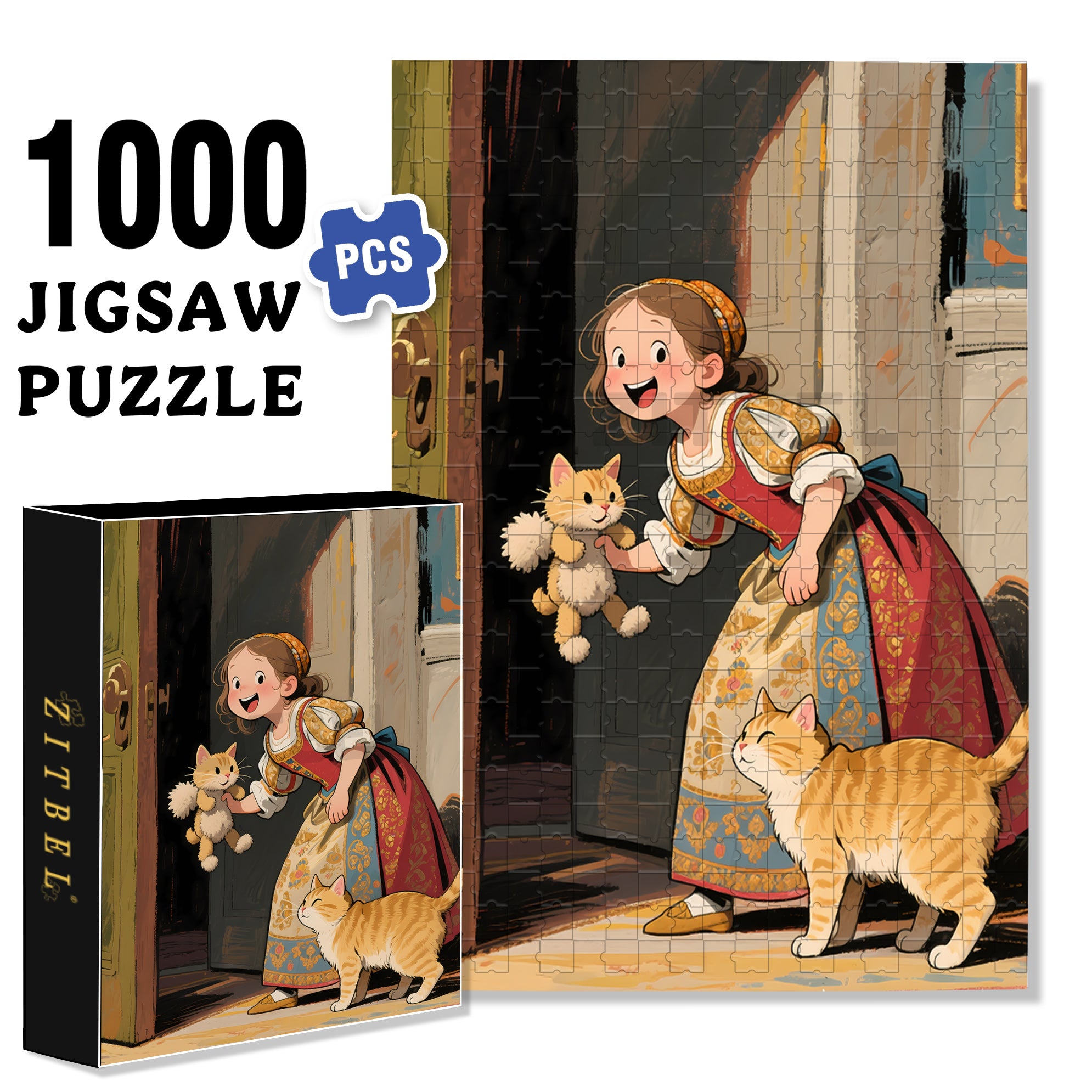 Let Me Take A Look 500pcs/1000pcs Jigsaw Puzzle, Scratch-Resistant, Interactive Family Game & Brain-Boosting DIY Decor, Perfect for Halloween, Christmas & New Year Gifts, Family Puzzle Game