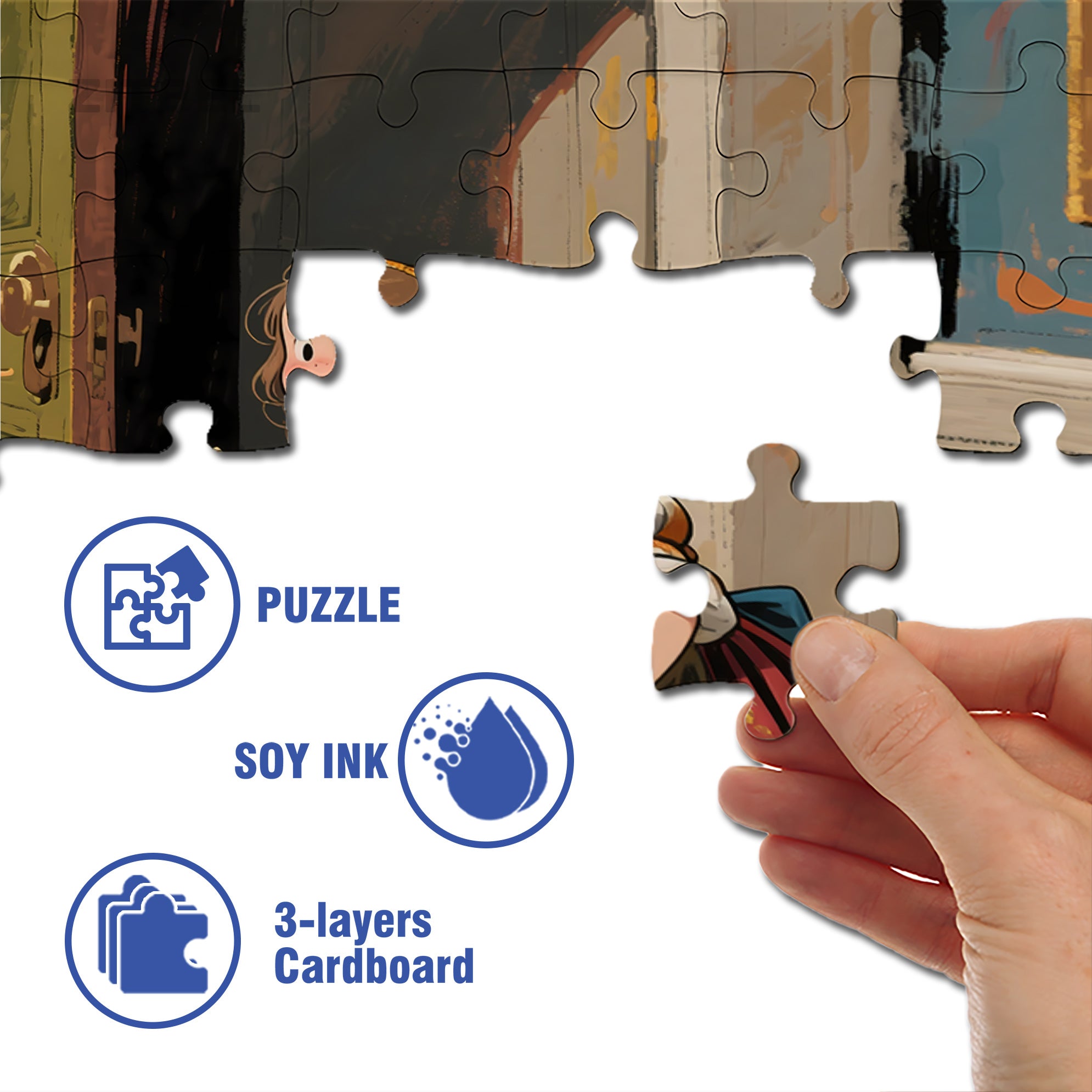 Let Me Take A Look 500pcs/1000pcs Jigsaw Puzzle, Scratch-Resistant, Interactive Family Game & Brain-Boosting DIY Decor, Perfect for Halloween, Christmas & New Year Gifts, Family Puzzle Game