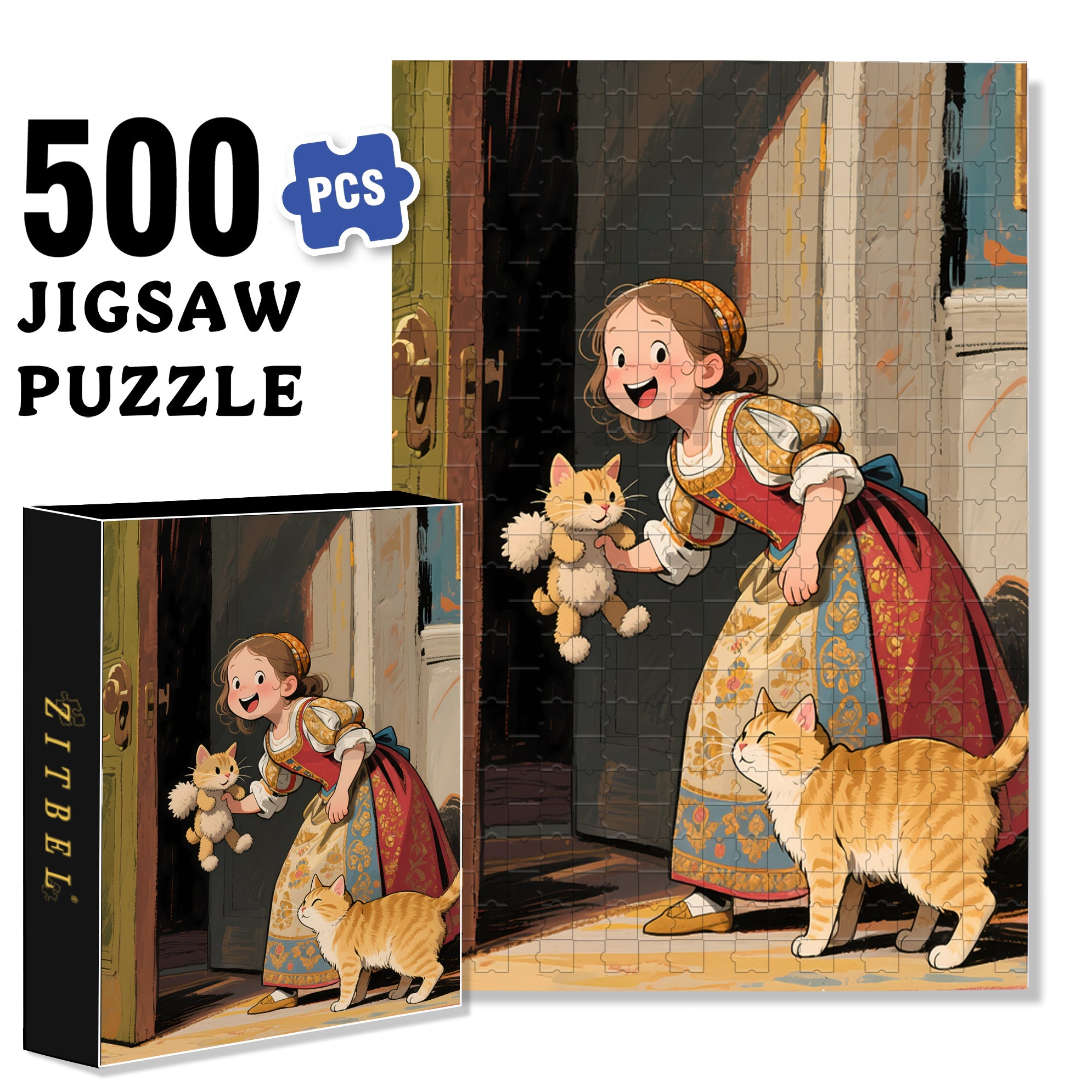Let Me Take A Look 500pcs/1000pcs Jigsaw Puzzle, Scratch-Resistant, Interactive Family Game & Brain-Boosting DIY Decor, Perfect for Halloween, Christmas & New Year Gifts, Family Puzzle Game