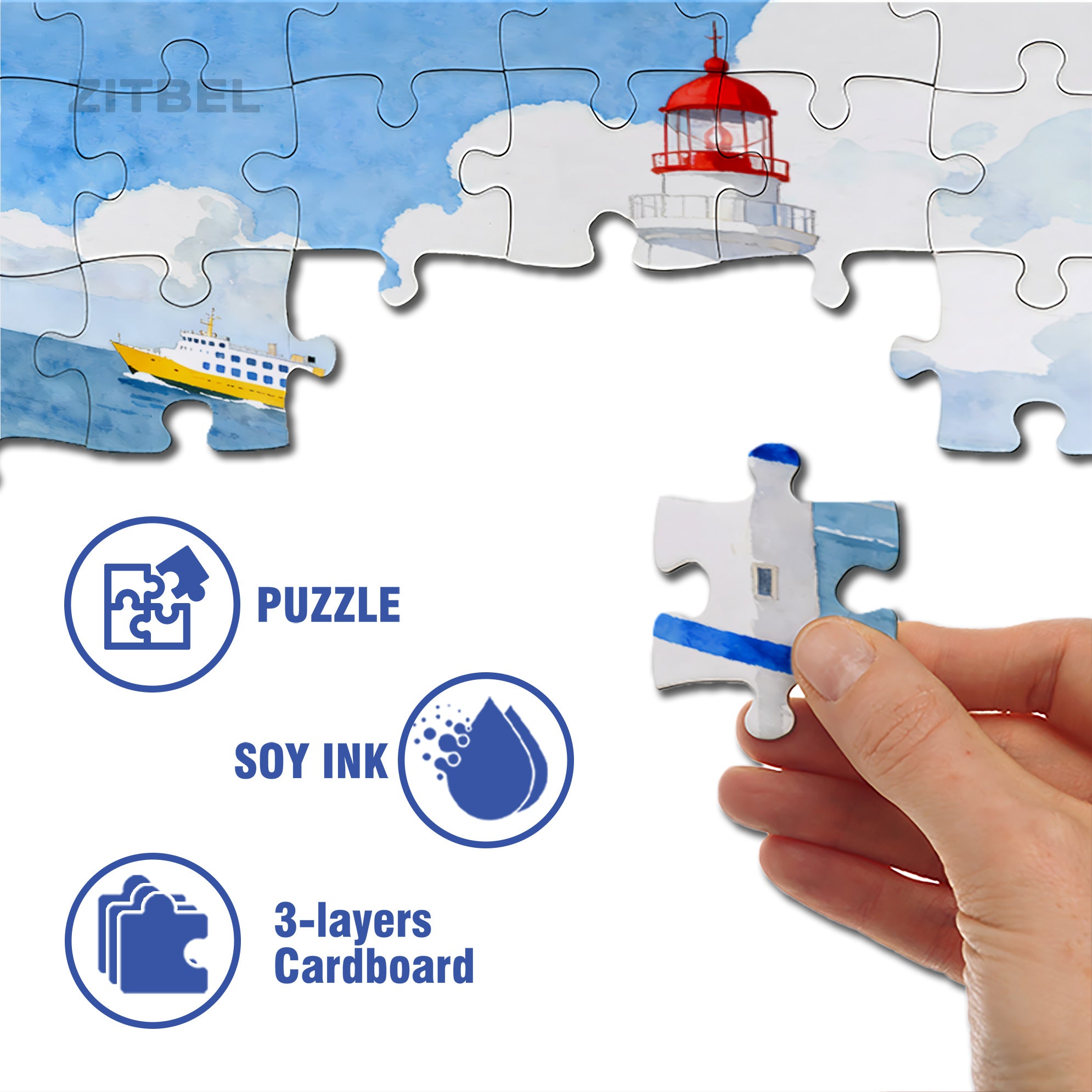 Light House 500pcs/1000pcs Jigsaw Puzzle, Scratch-Resistant, Interactive Family Game & Brain-Boosting DIY Decor, Perfect for Halloween, Christmas & New Year Gifts, Family Puzzle Game