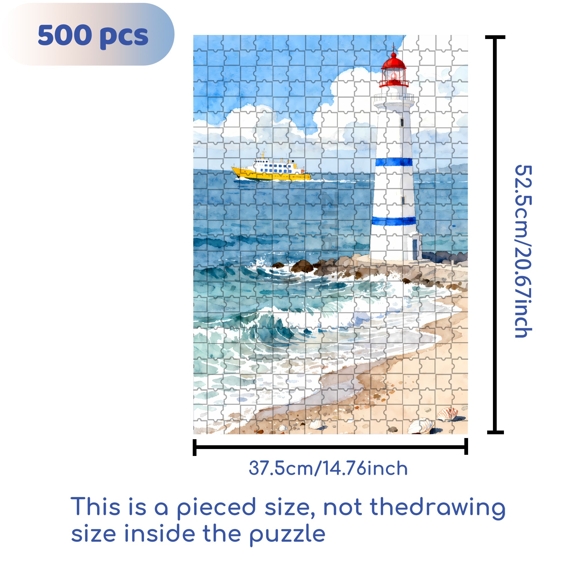 Light House 500pcs/1000pcs Jigsaw Puzzle, Scratch-Resistant, Interactive Family Game & Brain-Boosting DIY Decor, Perfect for Halloween, Christmas & New Year Gifts, Family Puzzle Game