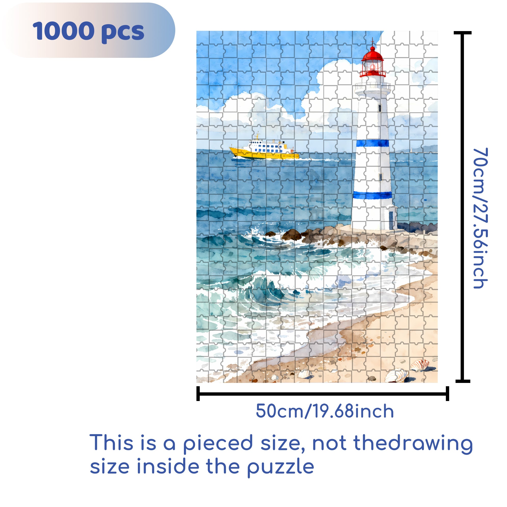 Light House 500pcs/1000pcs Jigsaw Puzzle, Scratch-Resistant, Interactive Family Game & Brain-Boosting DIY Decor, Perfect for Halloween, Christmas & New Year Gifts, Family Puzzle Game