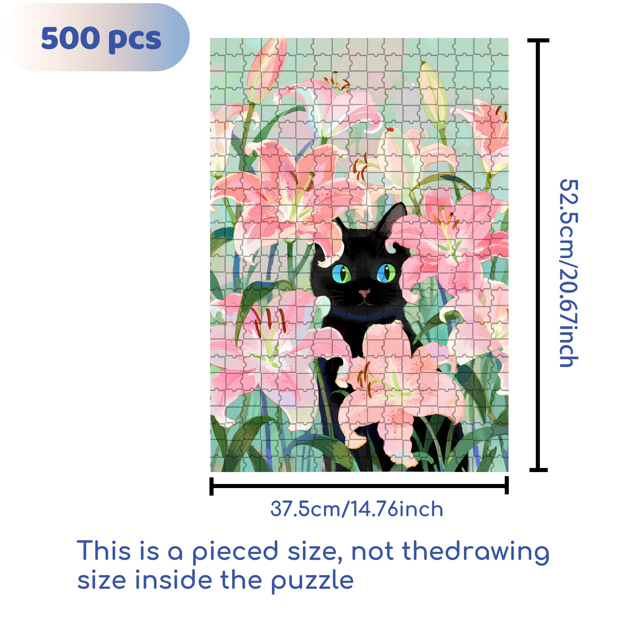 Lily And Cat 500pcs/1000pcs Jigsaw Puzzle, Scratch-Resistant, Interactive Family Game & Brain-Boosting DIY Decor, Perfect for Halloween, Christmas & New Year Gifts, Family Puzzle Game