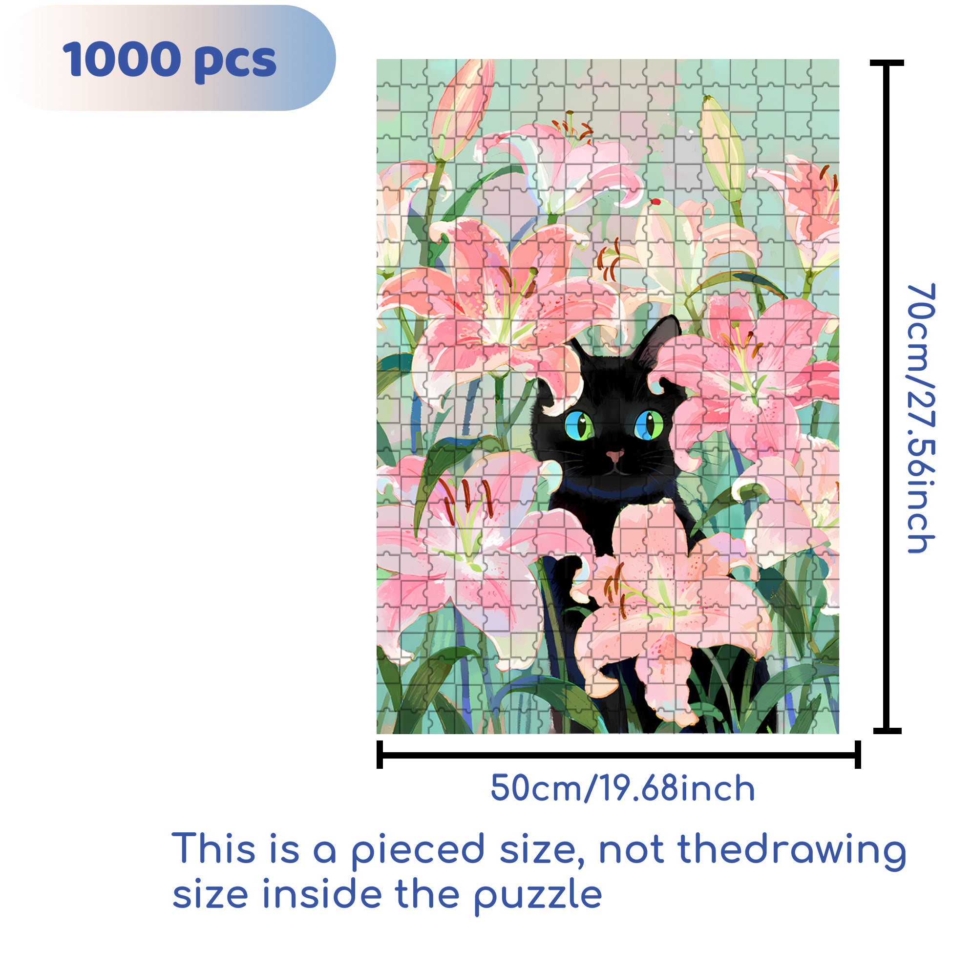 Lily And Cat 500pcs/1000pcs Jigsaw Puzzle, Scratch-Resistant, Interactive Family Game & Brain-Boosting DIY Decor, Perfect for Halloween, Christmas & New Year Gifts, Family Puzzle Game