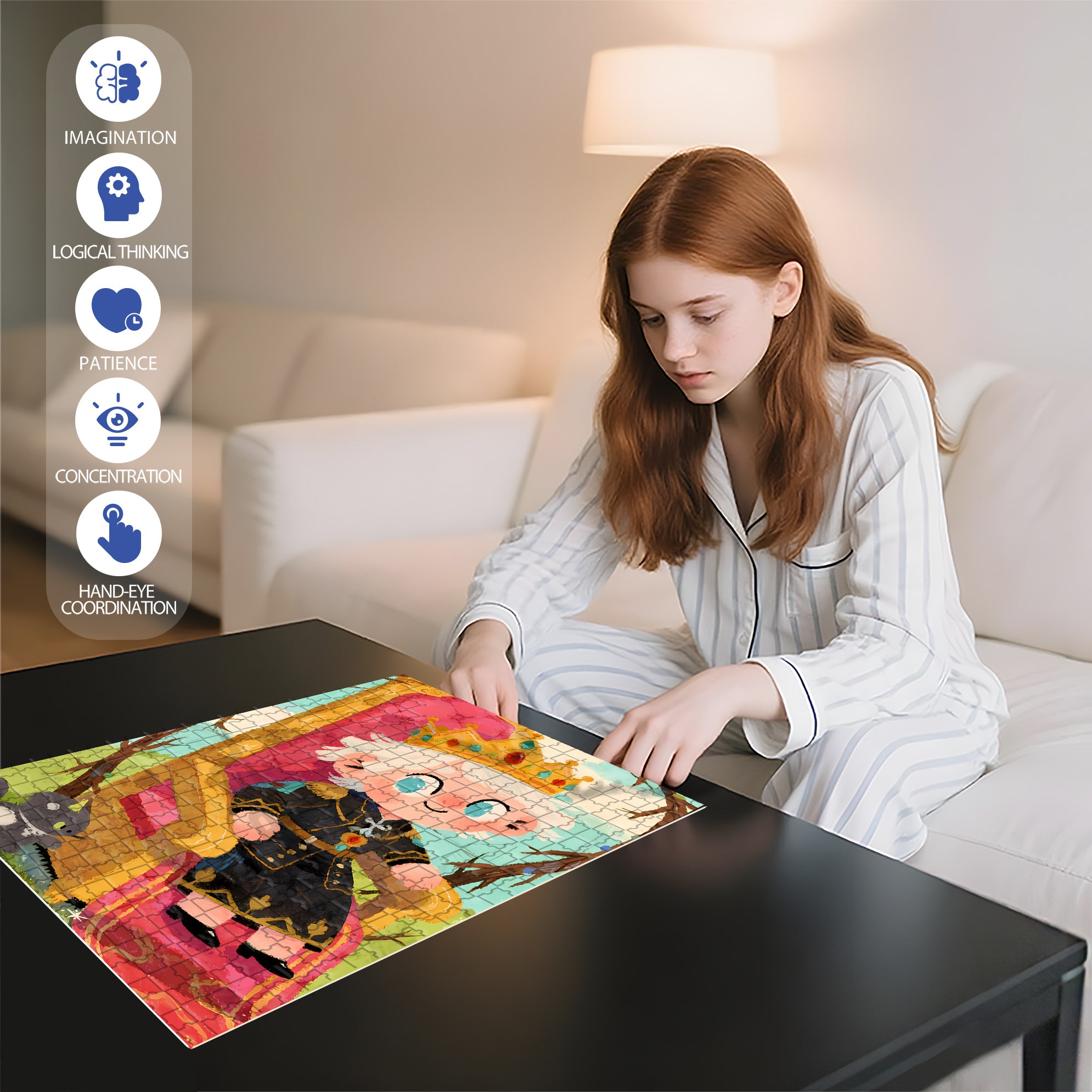 Little King 500pcs/1000pcs Jigsaw Puzzle, Scratch-Resistant, Interactive Family Game & Brain-Boosting DIY Decor, Perfect for Halloween, Christmas & New Year Gifts, Family Puzzle Game