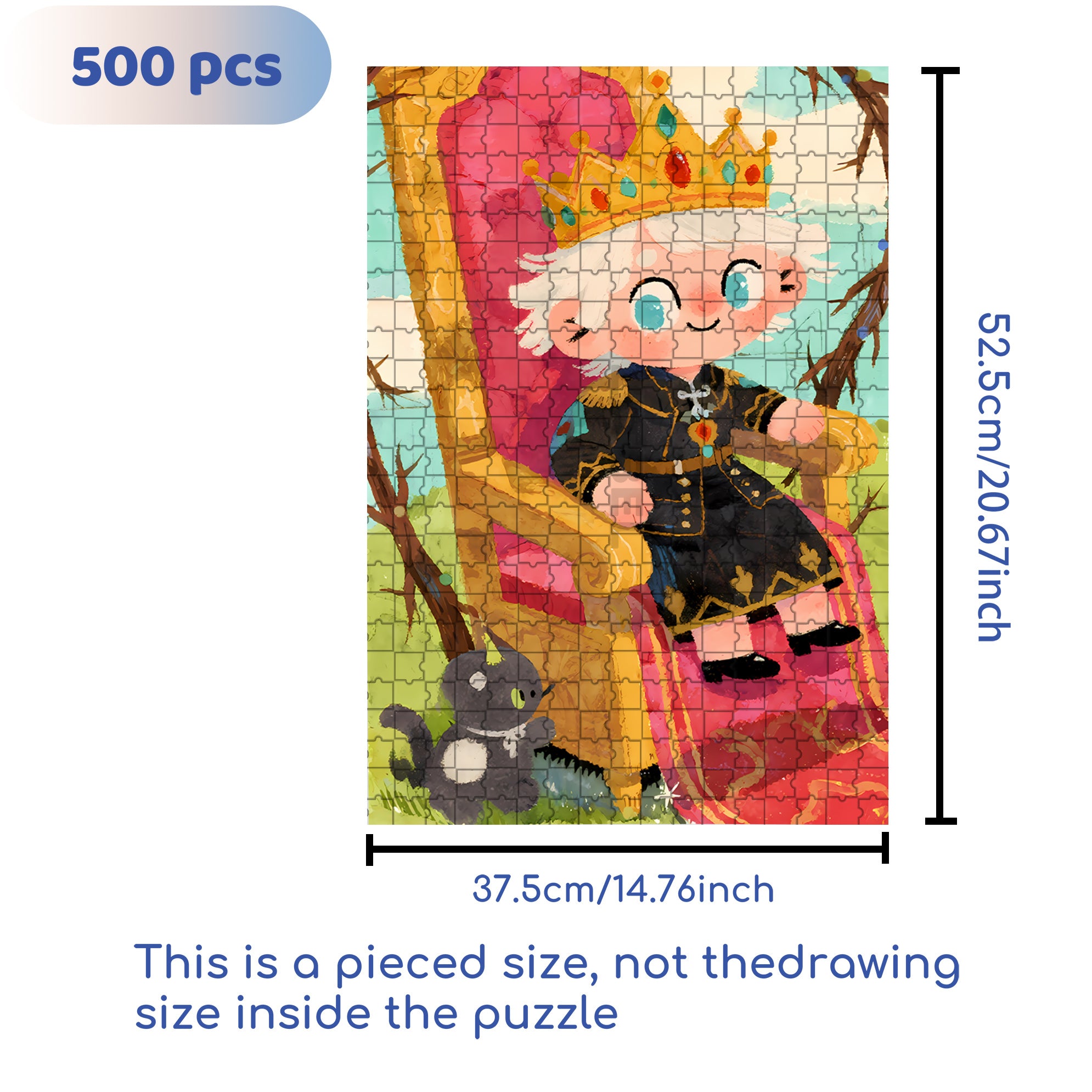 Little King 500pcs/1000pcs Jigsaw Puzzle, Scratch-Resistant, Interactive Family Game & Brain-Boosting DIY Decor, Perfect for Halloween, Christmas & New Year Gifts, Family Puzzle Game