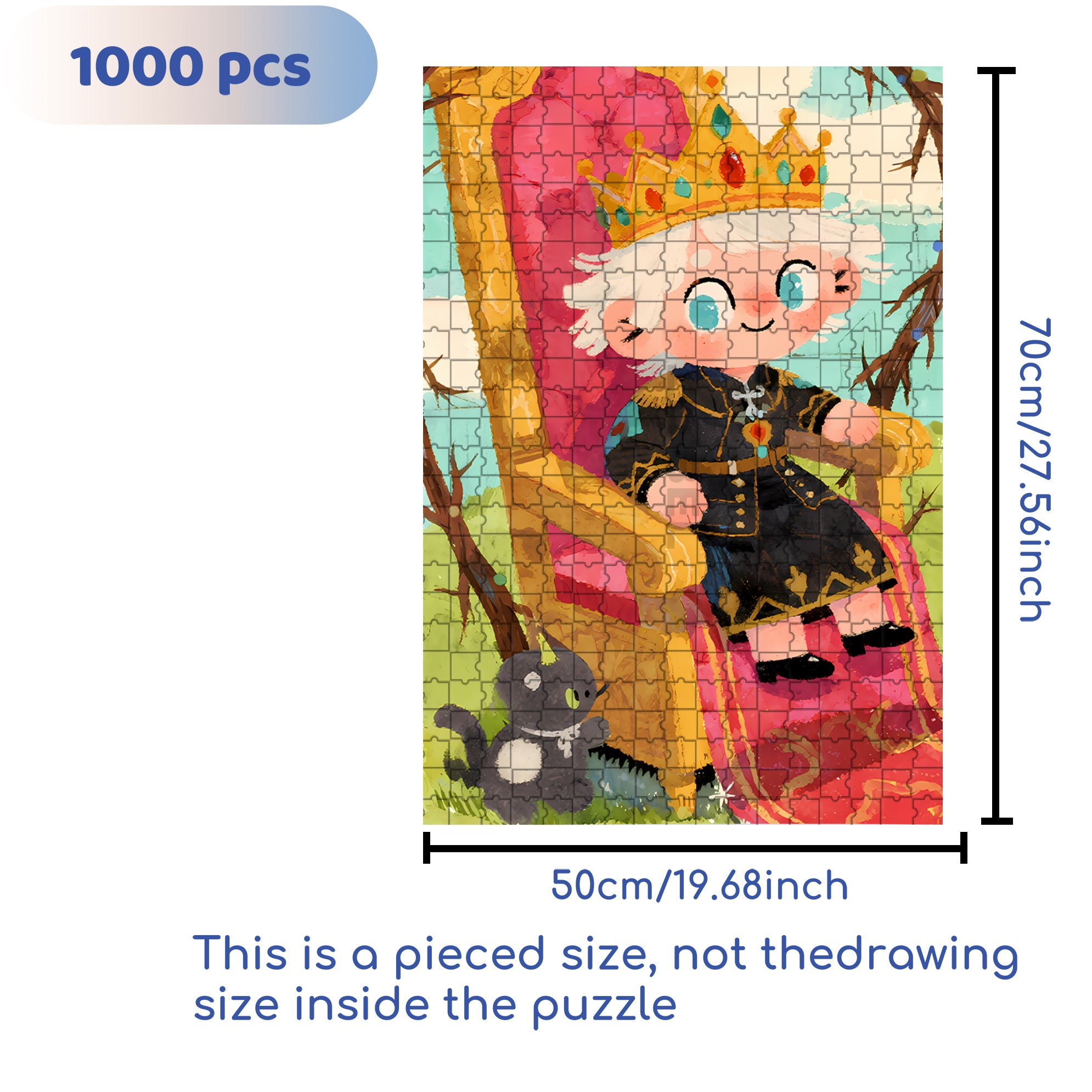 Little King 500pcs/1000pcs Jigsaw Puzzle, Scratch-Resistant, Interactive Family Game & Brain-Boosting DIY Decor, Perfect for Halloween, Christmas & New Year Gifts, Family Puzzle Game