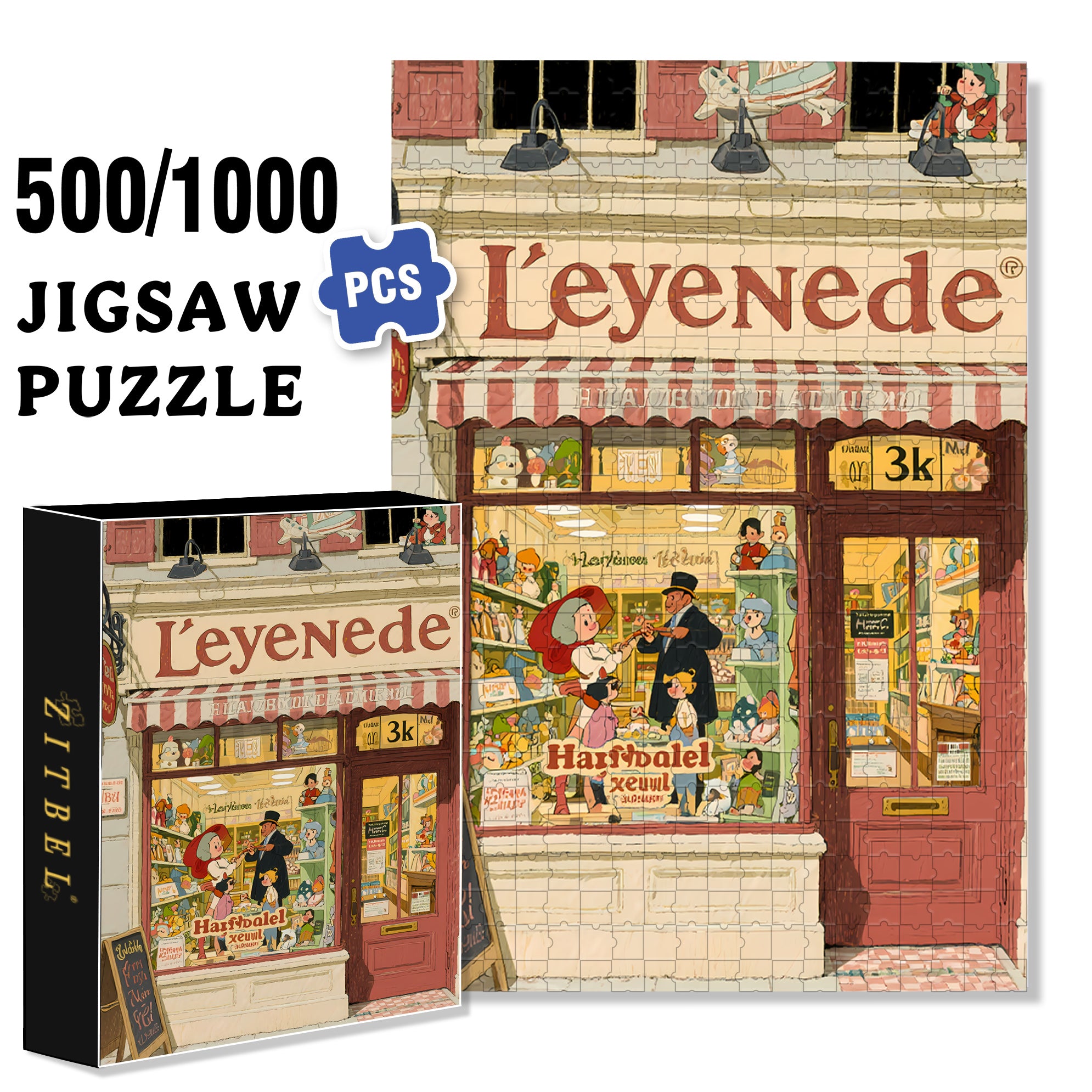 Little Shop 500pcs/1000pcs Jigsaw Puzzle, Scratch-Resistant, Interactive Family Game & Brain-Boosting DIY Decor, Perfect for Halloween, Christmas & New Year Gifts, Family Puzzle Game