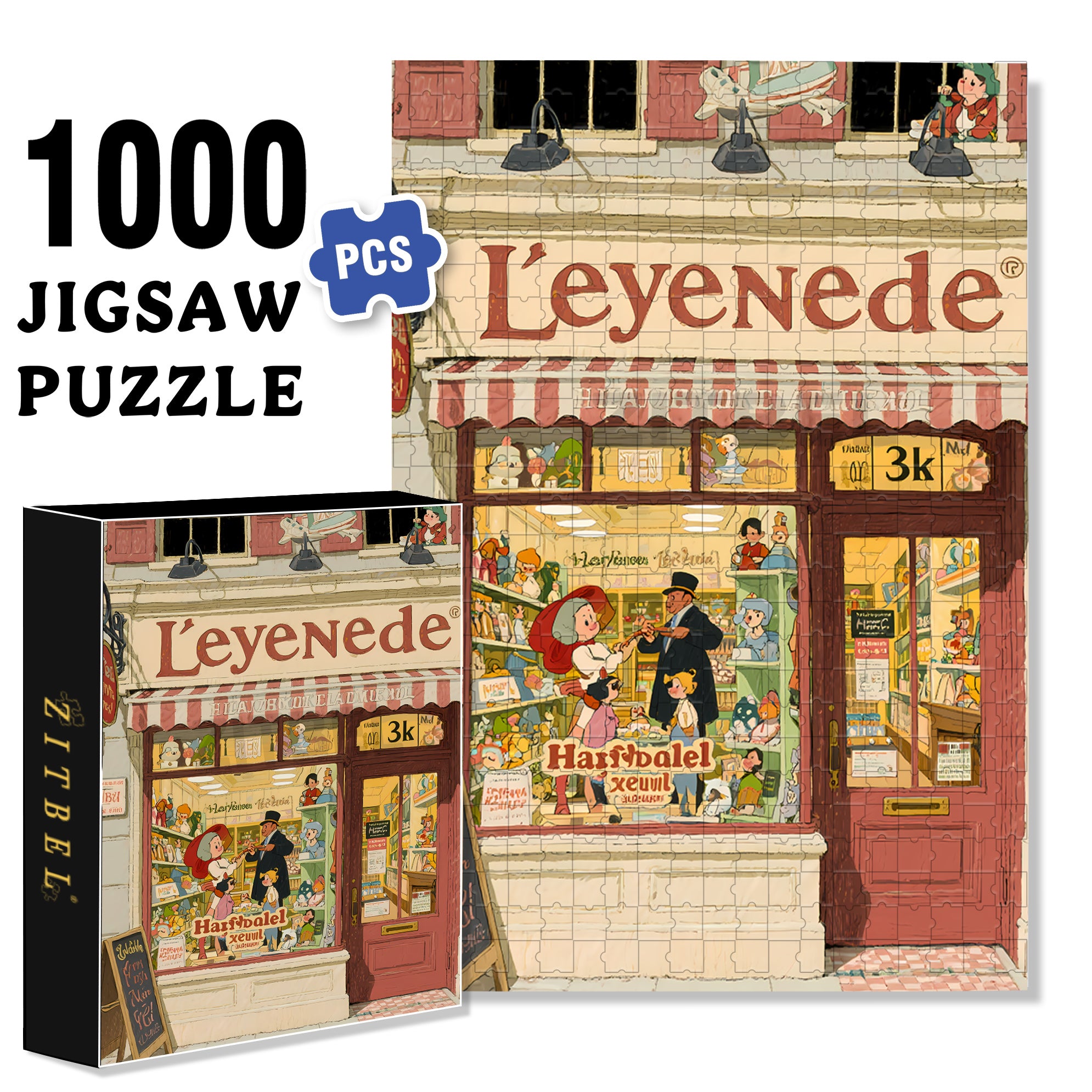 Little Shop 500pcs/1000pcs Jigsaw Puzzle, Scratch-Resistant, Interactive Family Game & Brain-Boosting DIY Decor, Perfect for Halloween, Christmas & New Year Gifts, Family Puzzle Game