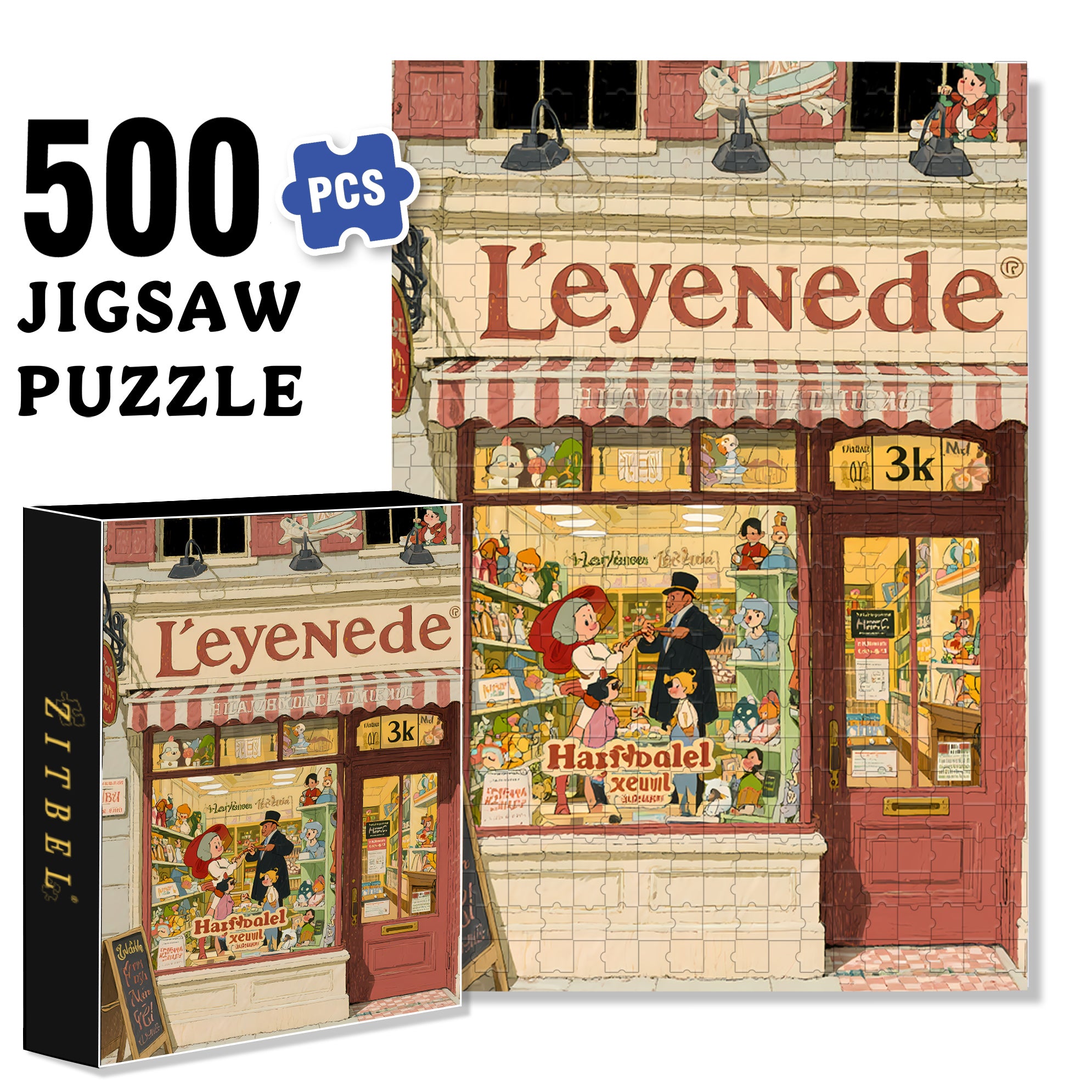 Little Shop 500pcs/1000pcs Jigsaw Puzzle, Scratch-Resistant, Interactive Family Game & Brain-Boosting DIY Decor, Perfect for Halloween, Christmas & New Year Gifts, Family Puzzle Game