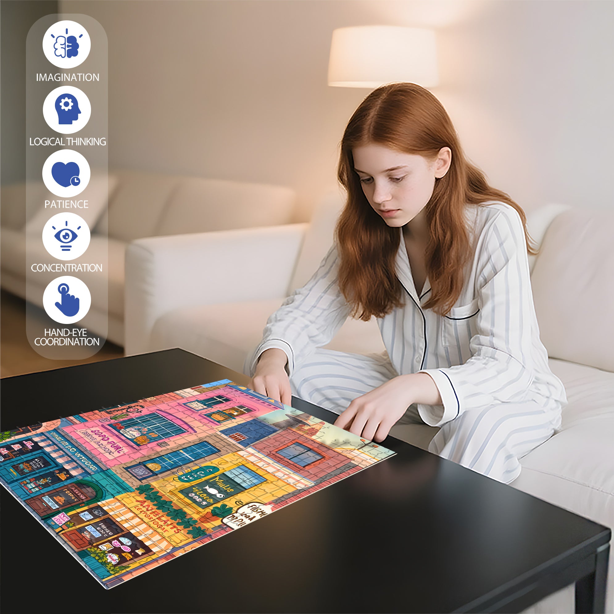 Main Street Shops 500pcs/1000pcs Jigsaw Puzzle, Scratch-Resistant, Interactive Family Game & Brain-Boosting DIY Decor, Perfect for Halloween, Christmas & New Year Gifts, Family Puzzle Game