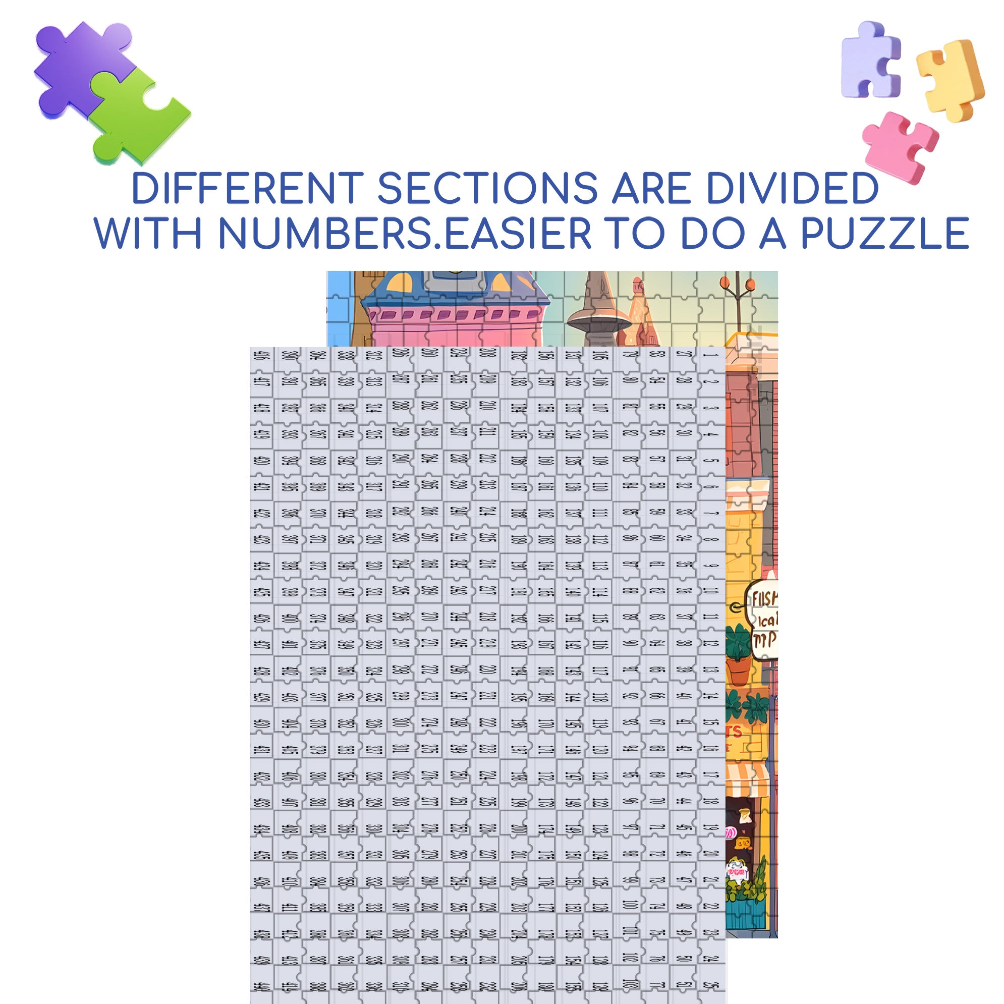 Main Street Shops 500pcs/1000pcs Jigsaw Puzzle, Scratch-Resistant, Interactive Family Game & Brain-Boosting DIY Decor, Perfect for Halloween, Christmas & New Year Gifts, Family Puzzle Game
