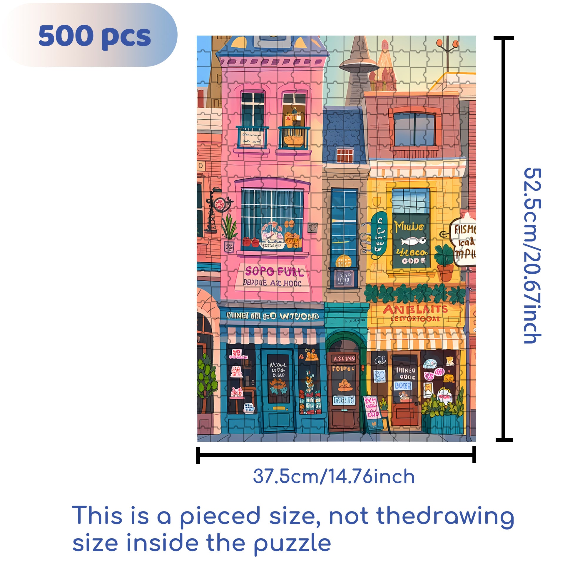 Main Street Shops 500pcs/1000pcs Jigsaw Puzzle, Scratch-Resistant, Interactive Family Game & Brain-Boosting DIY Decor, Perfect for Halloween, Christmas & New Year Gifts, Family Puzzle Game