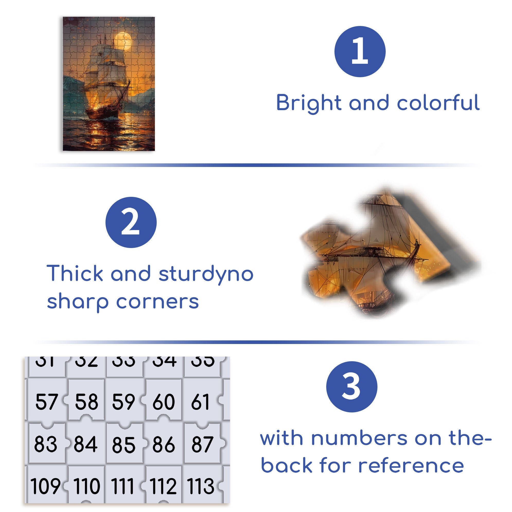 Moonlit Sailing 500pcs/1000pcs Jigsaw Puzzle, Scratch-Resistant, Interactive Family Game & Brain-Boosting DIY Decor, Perfect for Halloween, Christmas & New Year Gifts, Family Puzzle Game