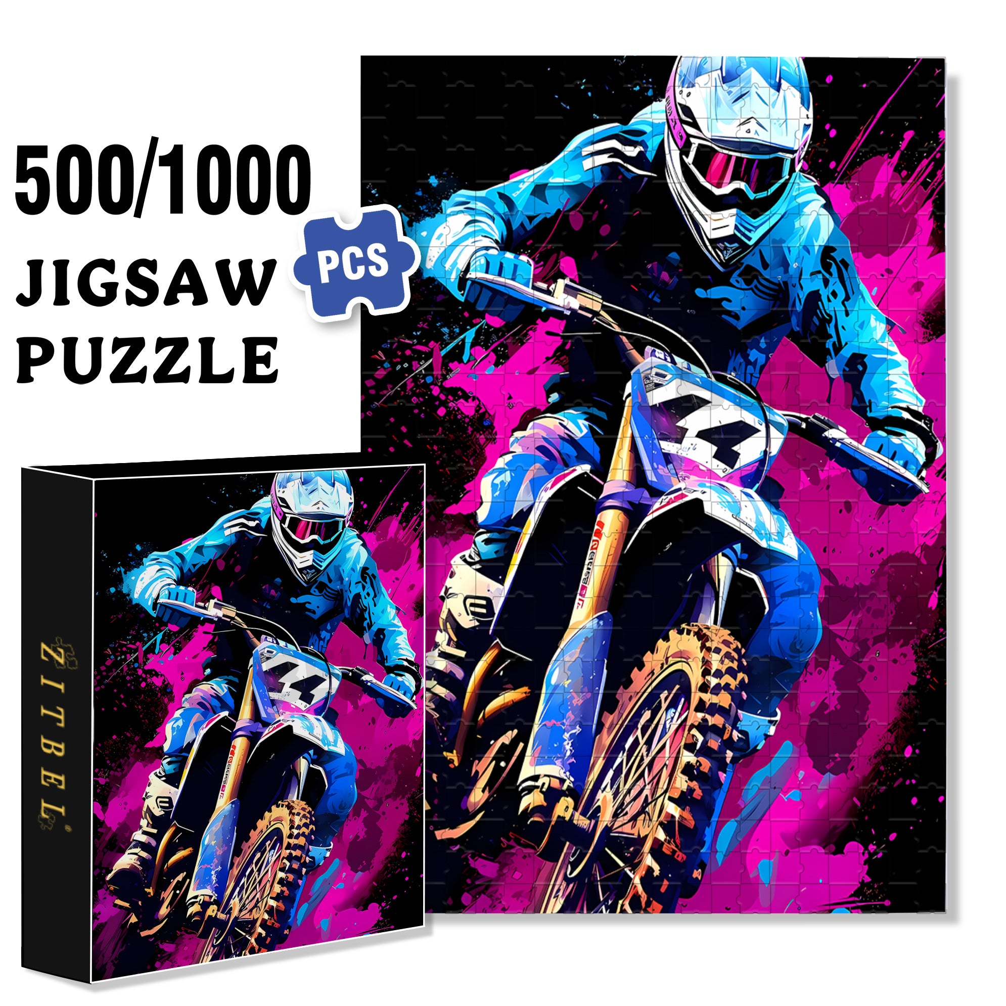 Motorbike 500pcs/1000pcs Jigsaw Puzzle, Scratch-Resistant, Interactive Family Game & Brain-Boosting DIY Decor, Perfect for Halloween, Christmas & New Year Gifts, Family Puzzle Game