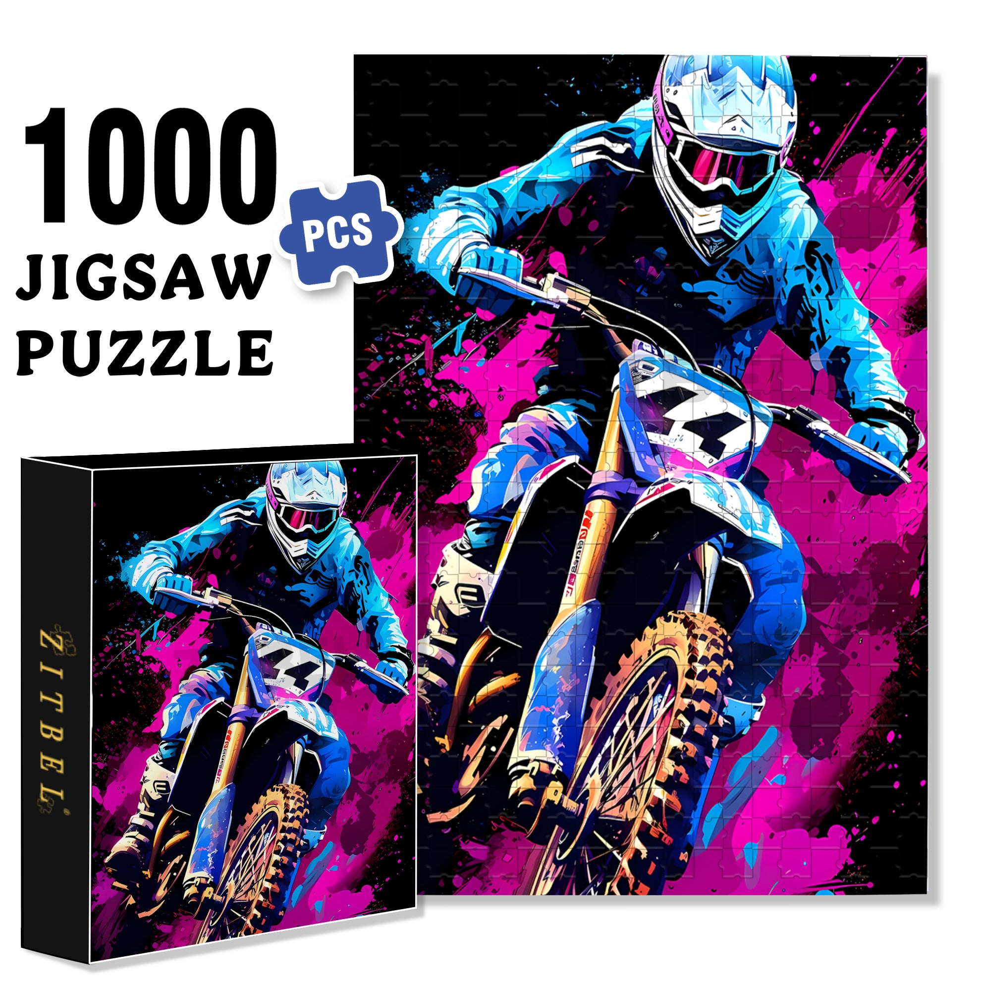 Motorbike 500pcs/1000pcs Jigsaw Puzzle, Scratch-Resistant, Interactive Family Game & Brain-Boosting DIY Decor, Perfect for Halloween, Christmas & New Year Gifts, Family Puzzle Game