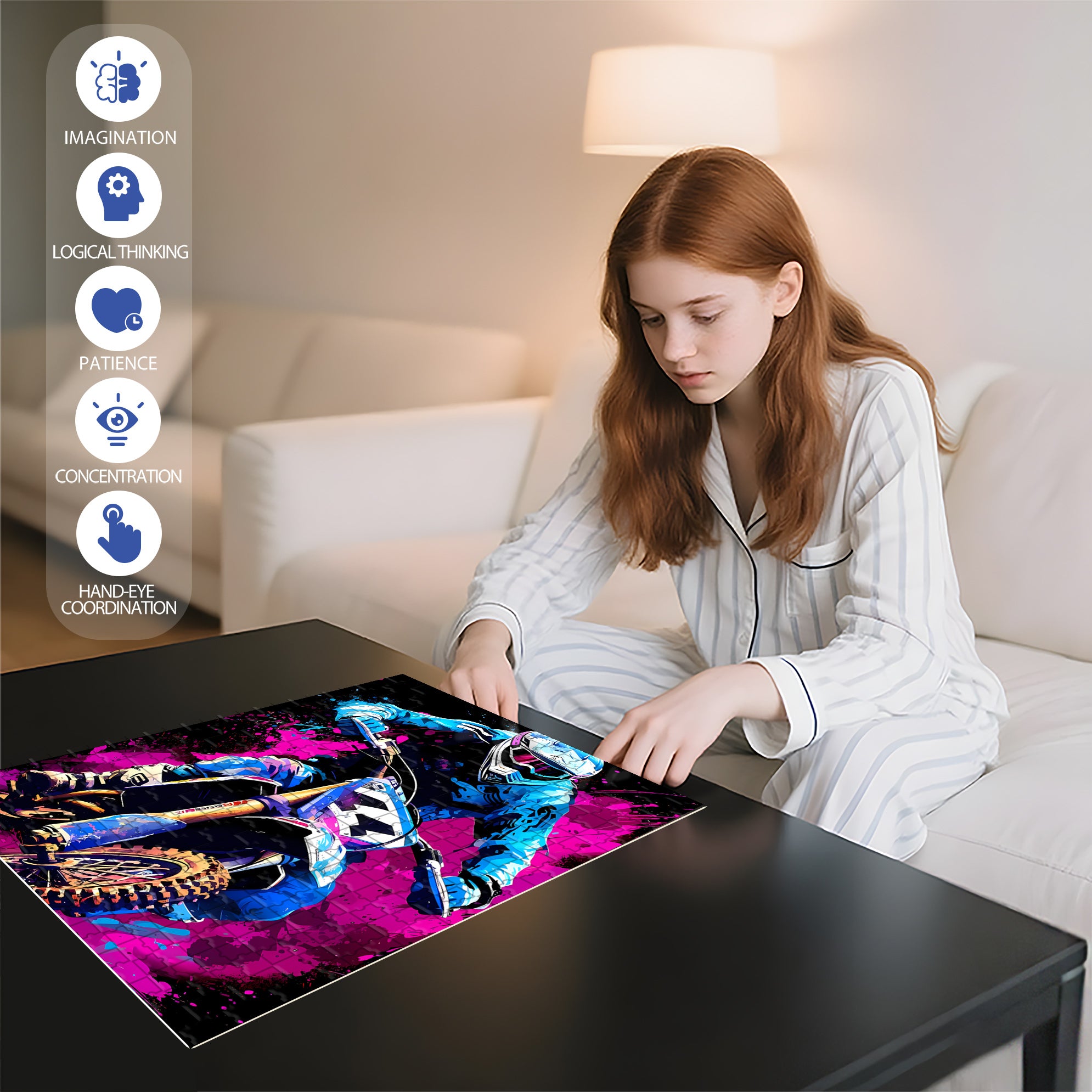 Motorbike 500pcs/1000pcs Jigsaw Puzzle, Scratch-Resistant, Interactive Family Game & Brain-Boosting DIY Decor, Perfect for Halloween, Christmas & New Year Gifts, Family Puzzle Game