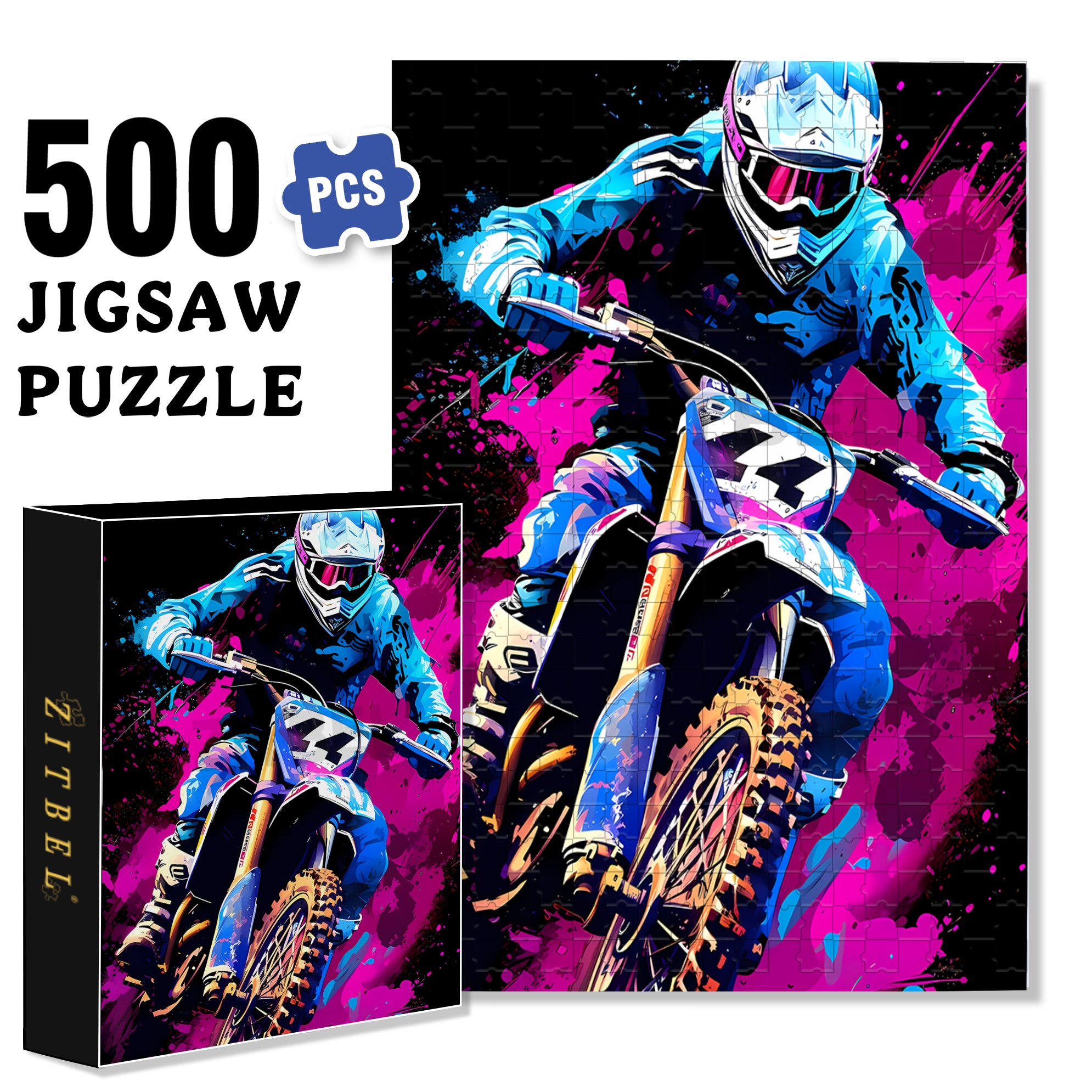 Motorbike 500pcs/1000pcs Jigsaw Puzzle, Scratch-Resistant, Interactive Family Game & Brain-Boosting DIY Decor, Perfect for Halloween, Christmas & New Year Gifts, Family Puzzle Game