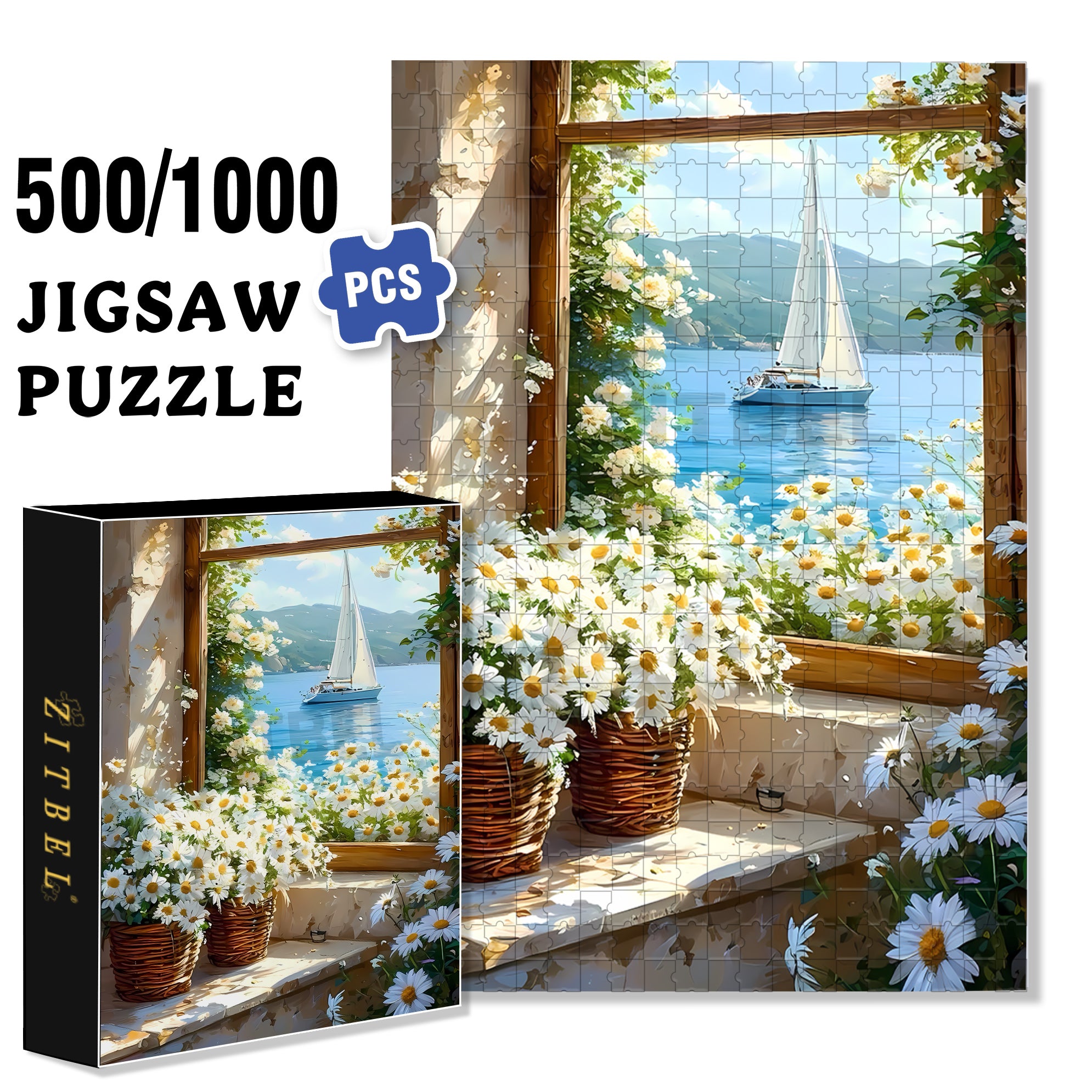 Outside The Window 500pcs/1000pcs Jigsaw Puzzle, Scratch-Resistant, Interactive Family Game & Brain-Boosting DIY Decor, Perfect for Halloween, Christmas & New Year Gifts, Family Puzzle Game