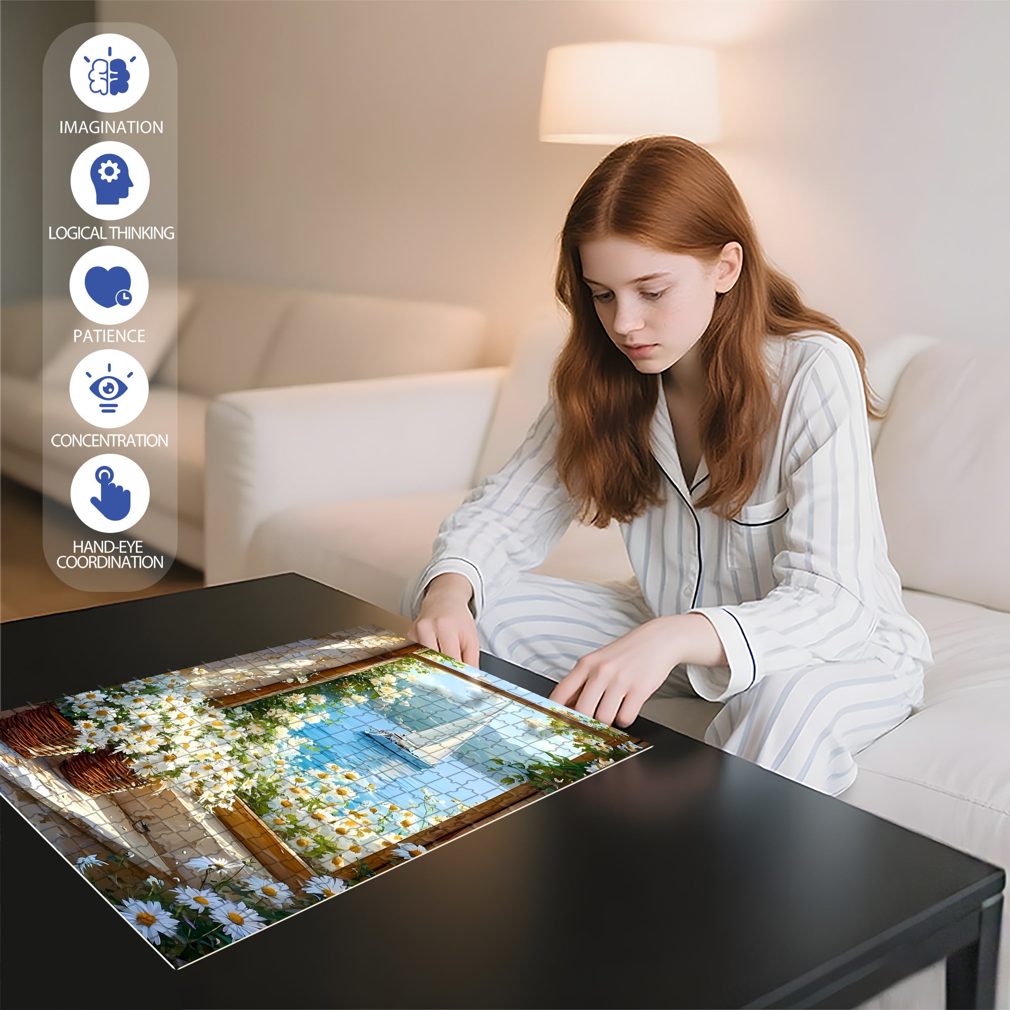 Outside The Window 500pcs/1000pcs Jigsaw Puzzle, Scratch-Resistant, Interactive Family Game & Brain-Boosting DIY Decor, Perfect for Halloween, Christmas & New Year Gifts, Family Puzzle Game