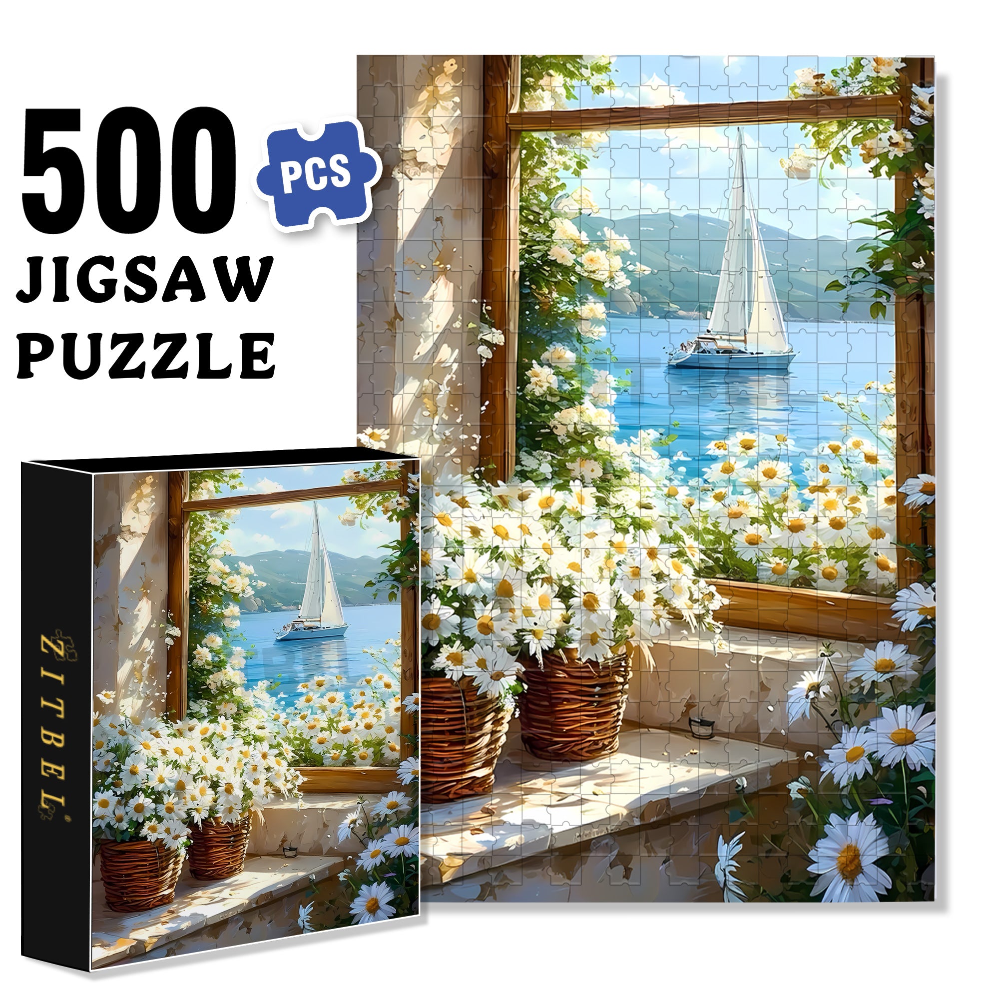 Outside The Window 500pcs/1000pcs Jigsaw Puzzle, Scratch-Resistant, Interactive Family Game & Brain-Boosting DIY Decor, Perfect for Halloween, Christmas & New Year Gifts, Family Puzzle Game