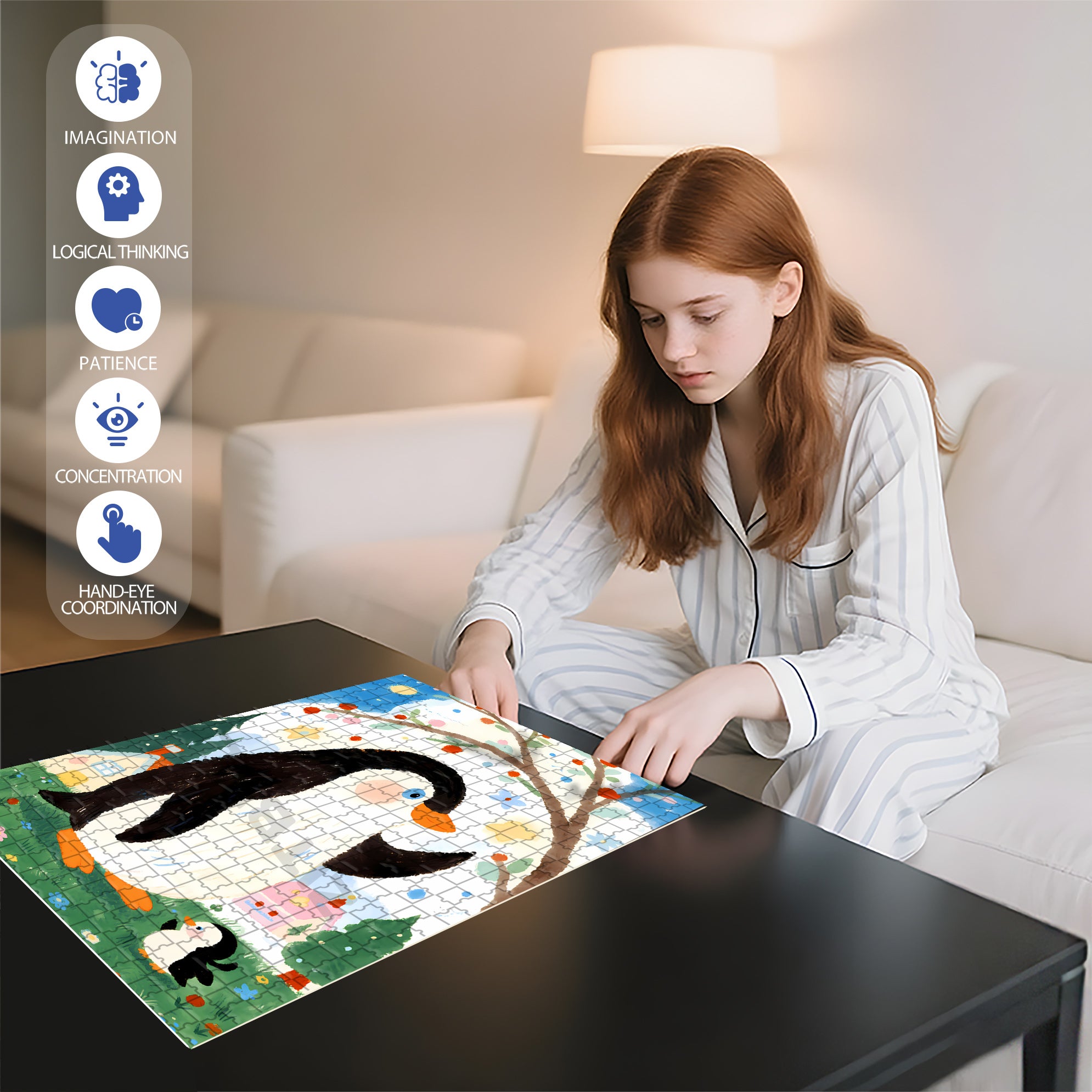 Penguin 500pcs/1000pcs Jigsaw Puzzle, Scratch-Resistant, Interactive Family Game & Brain-Boosting DIY Decor, Perfect for Halloween, Christmas & New Year Gifts, Family Puzzle Game