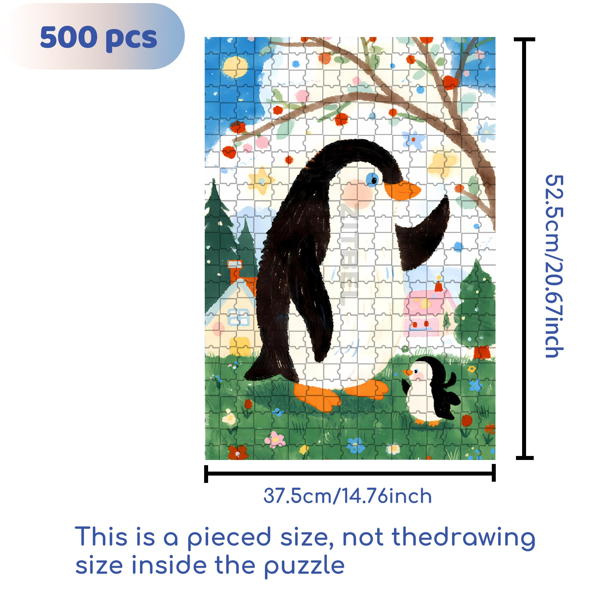 Penguin 500pcs/1000pcs Jigsaw Puzzle, Scratch-Resistant, Interactive Family Game & Brain-Boosting DIY Decor, Perfect for Halloween, Christmas & New Year Gifts, Family Puzzle Game