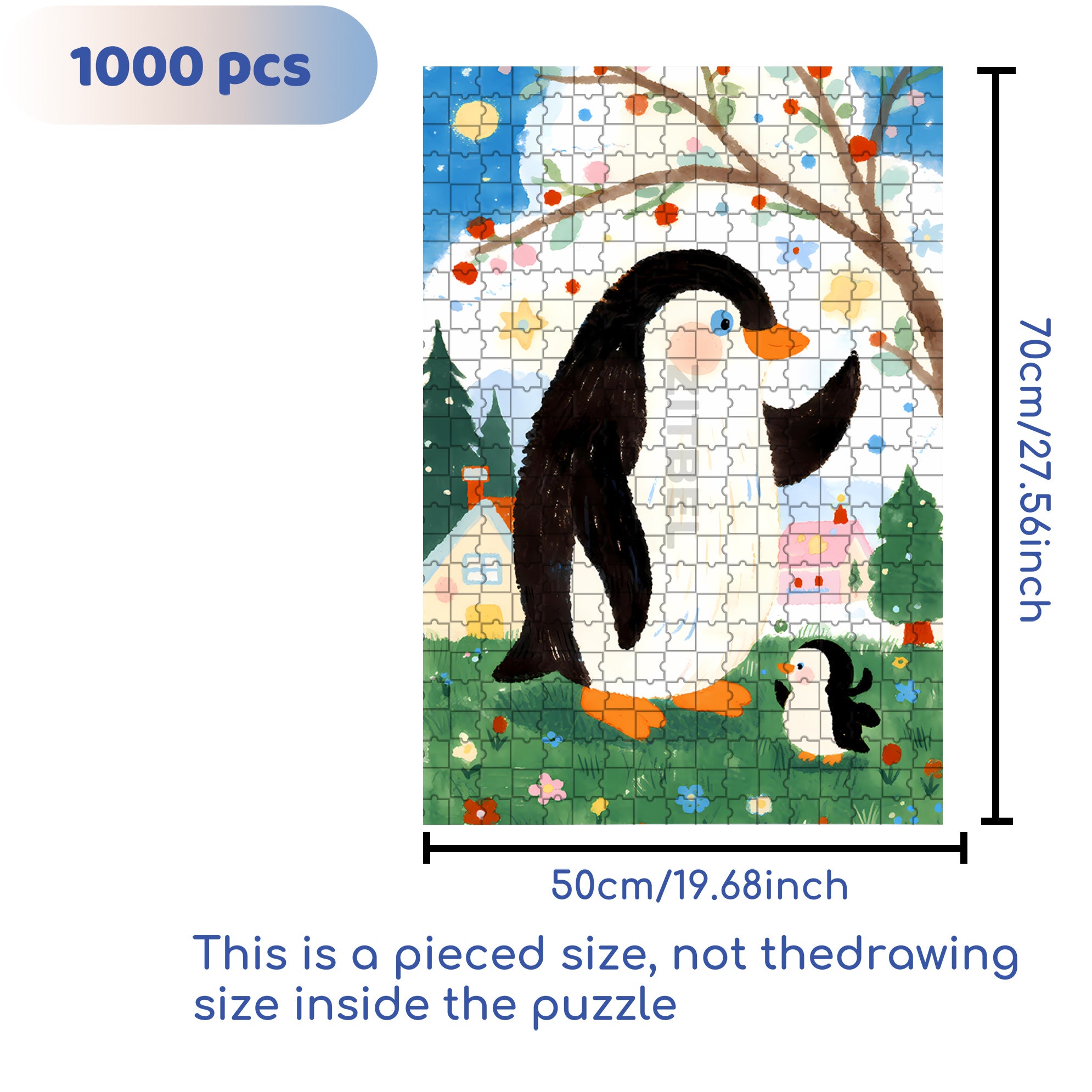 Penguin 500pcs/1000pcs Jigsaw Puzzle, Scratch-Resistant, Interactive Family Game & Brain-Boosting DIY Decor, Perfect for Halloween, Christmas & New Year Gifts, Family Puzzle Game