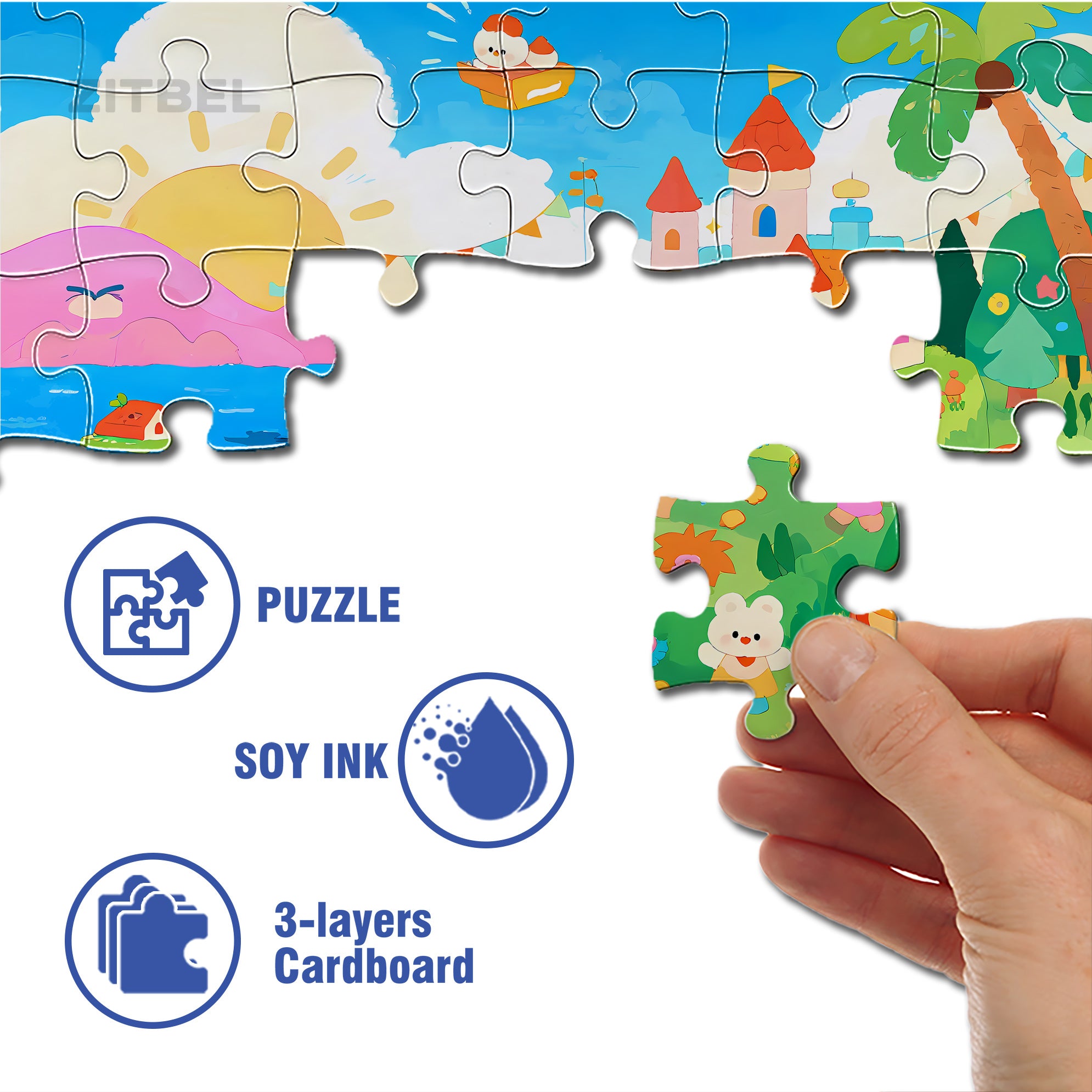Rabbit Kindergarten 500pcs/1000pcs Jigsaw Puzzle, Scratch-Resistant, Interactive Family Game & Brain-Boosting DIY Decor, Perfect for Halloween, Christmas & New Year Gifts, Family Puzzle Game