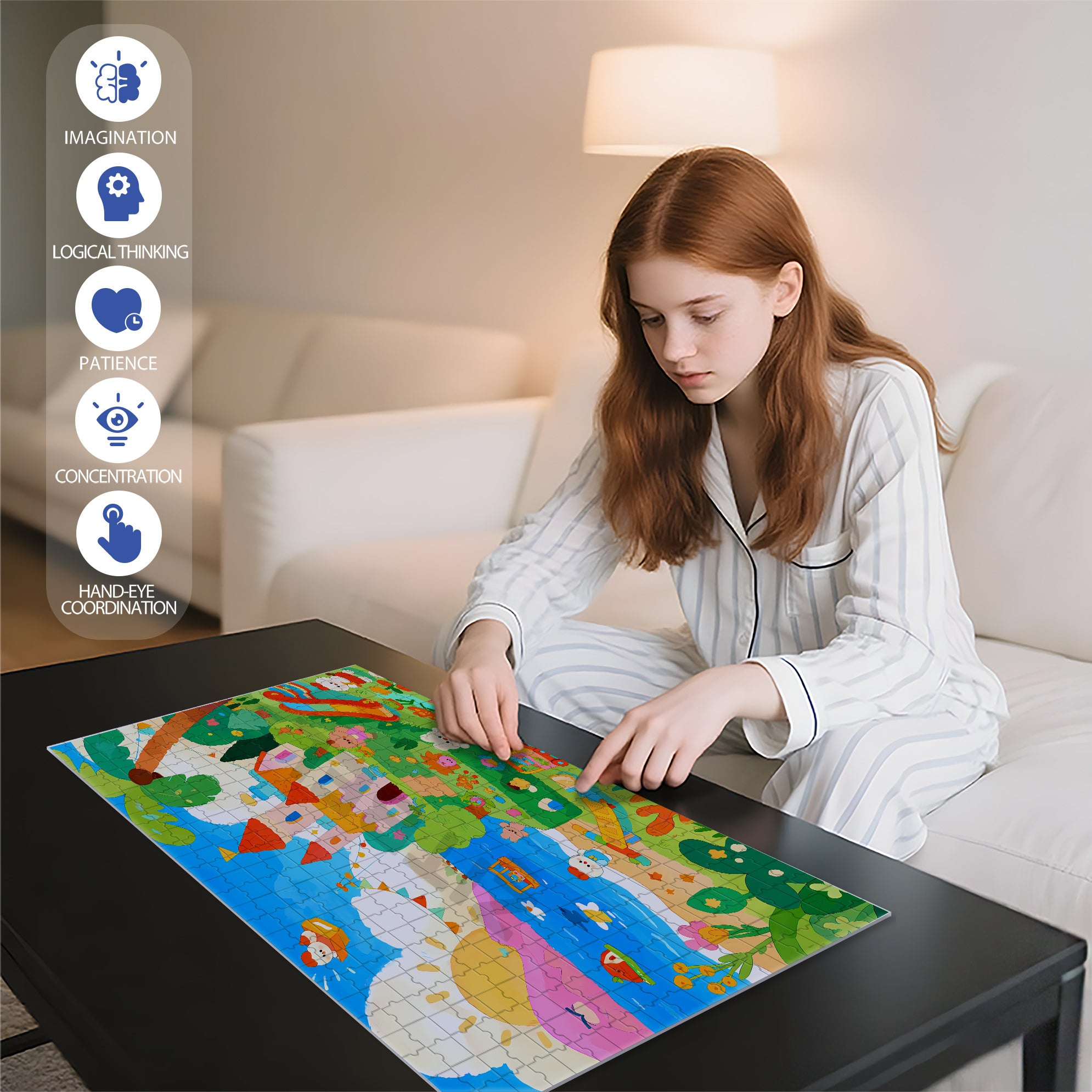 Rabbit Kindergarten 500pcs/1000pcs Jigsaw Puzzle, Scratch-Resistant, Interactive Family Game & Brain-Boosting DIY Decor, Perfect for Halloween, Christmas & New Year Gifts, Family Puzzle Game
